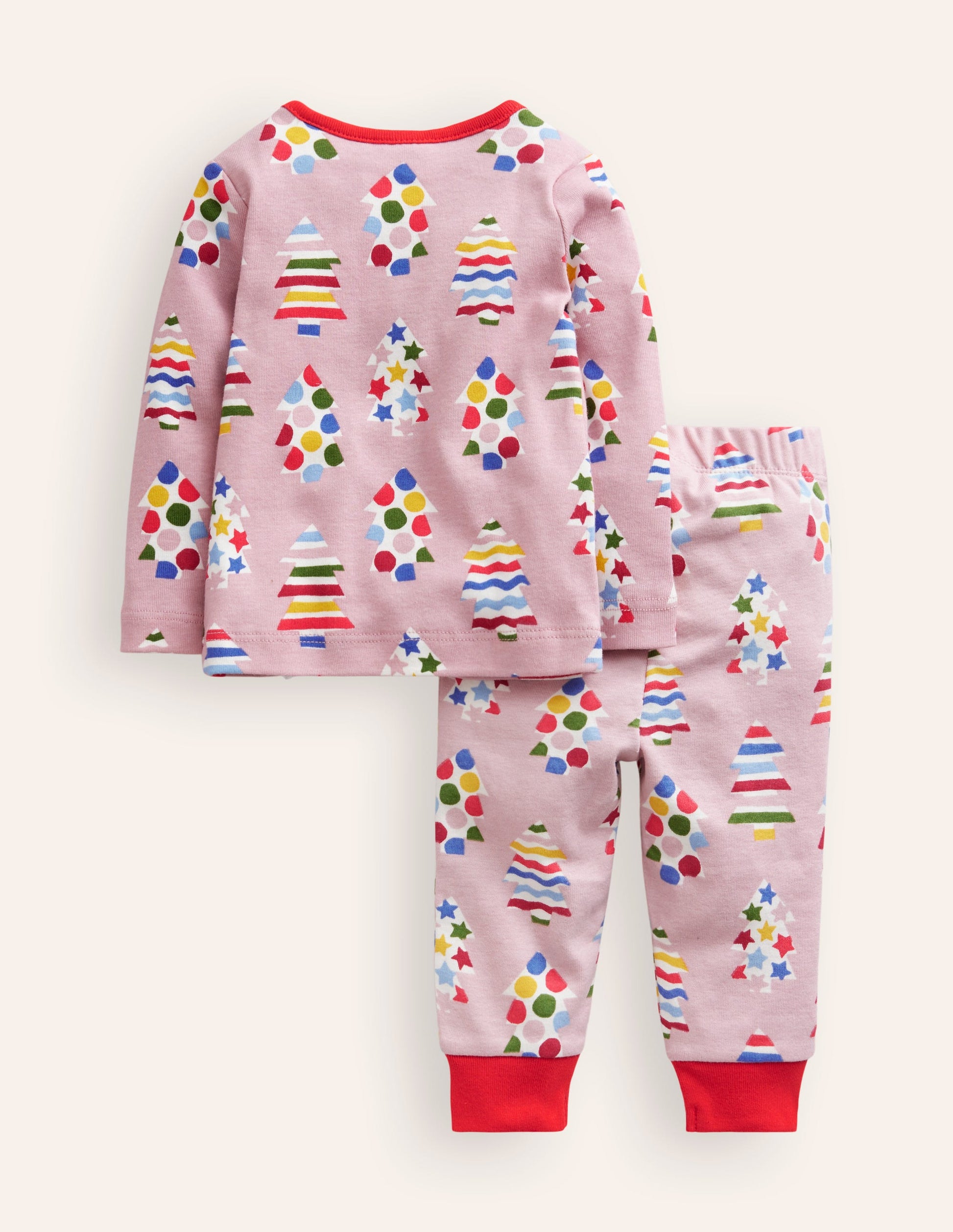 Snug Long John Pyjamas-Vintage Pink Trees-2