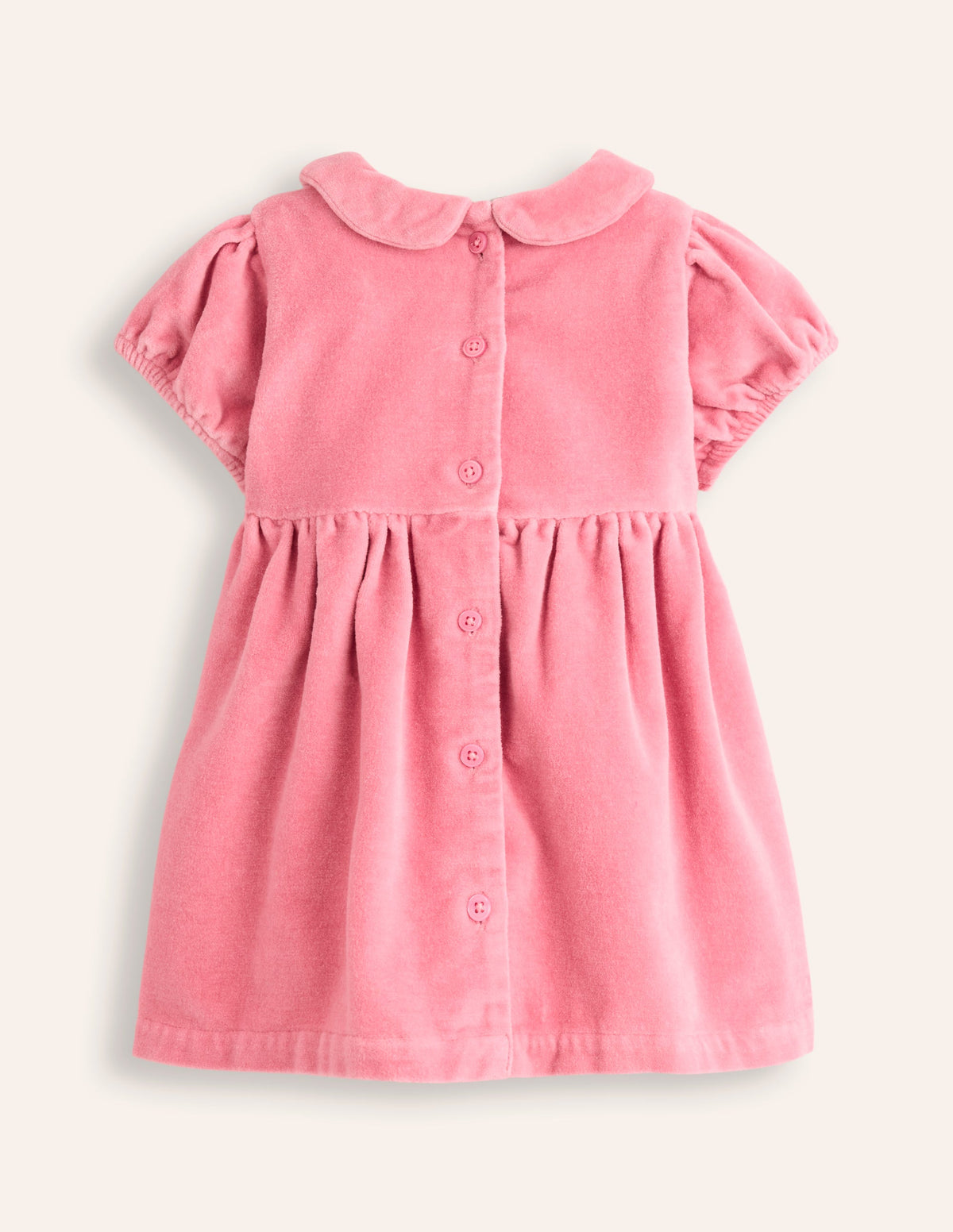 Velvet Smocked Dress-Almond Pink - Image 2