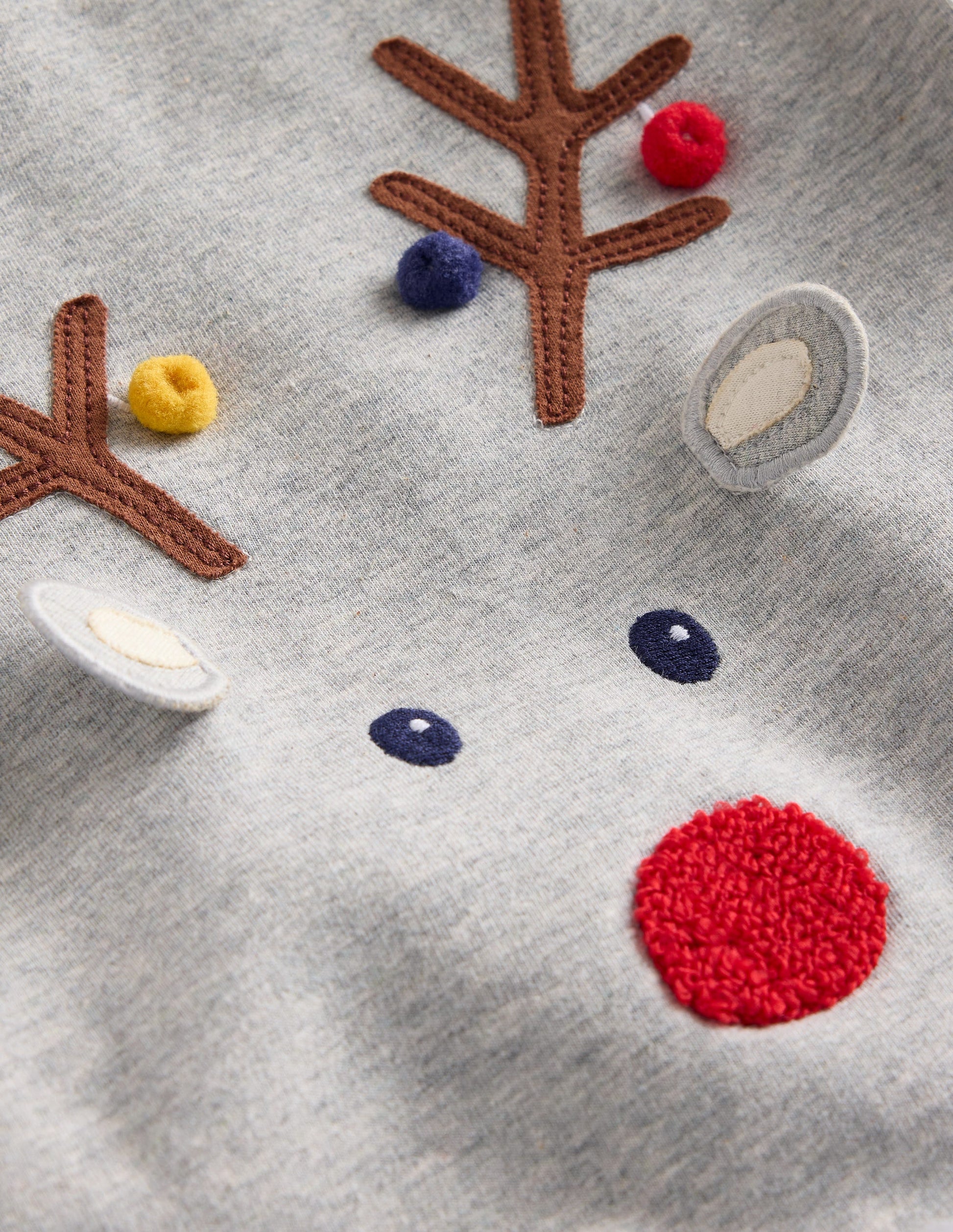 Jersey Top and Trousers Set-Grey Marl Reindeer-3