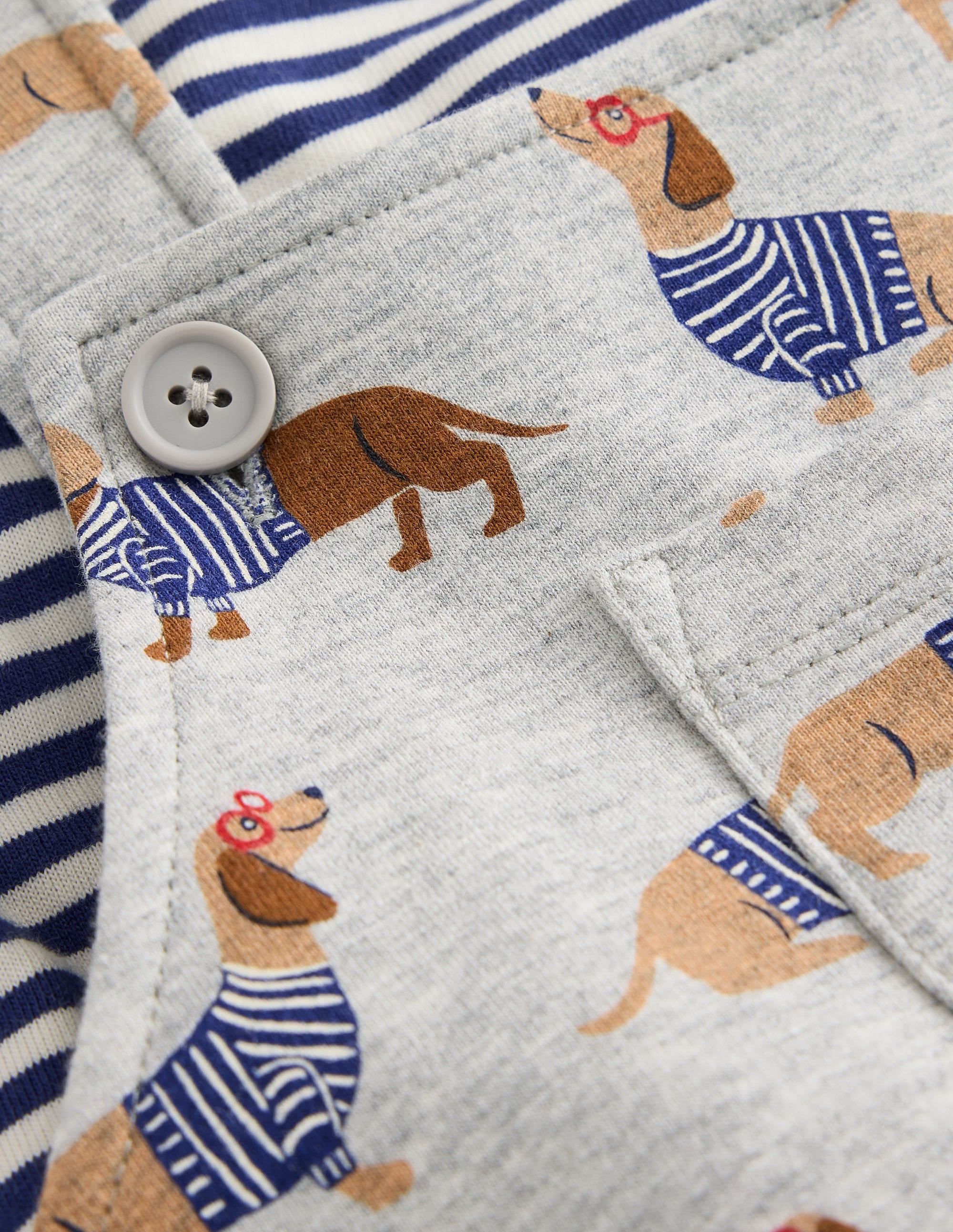 Jersey Dungarees Set-Grey Sausage Dogs - Image 3