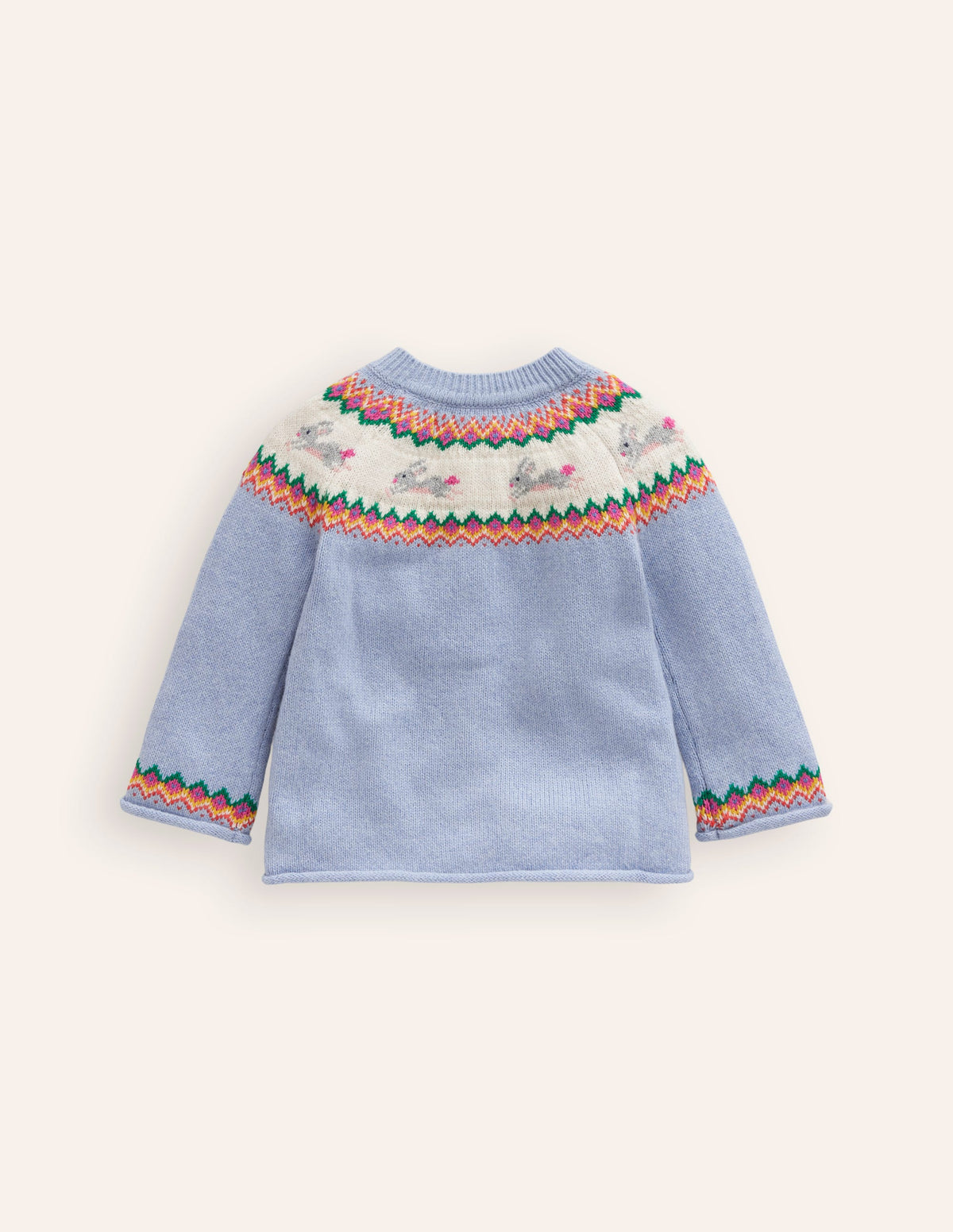 Edie Fair Isle Cardigan-Sky Blue Bunnies - Image 2