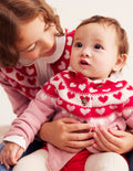 Edie Fair Isle Cardigan-Almond Pink Hearts
