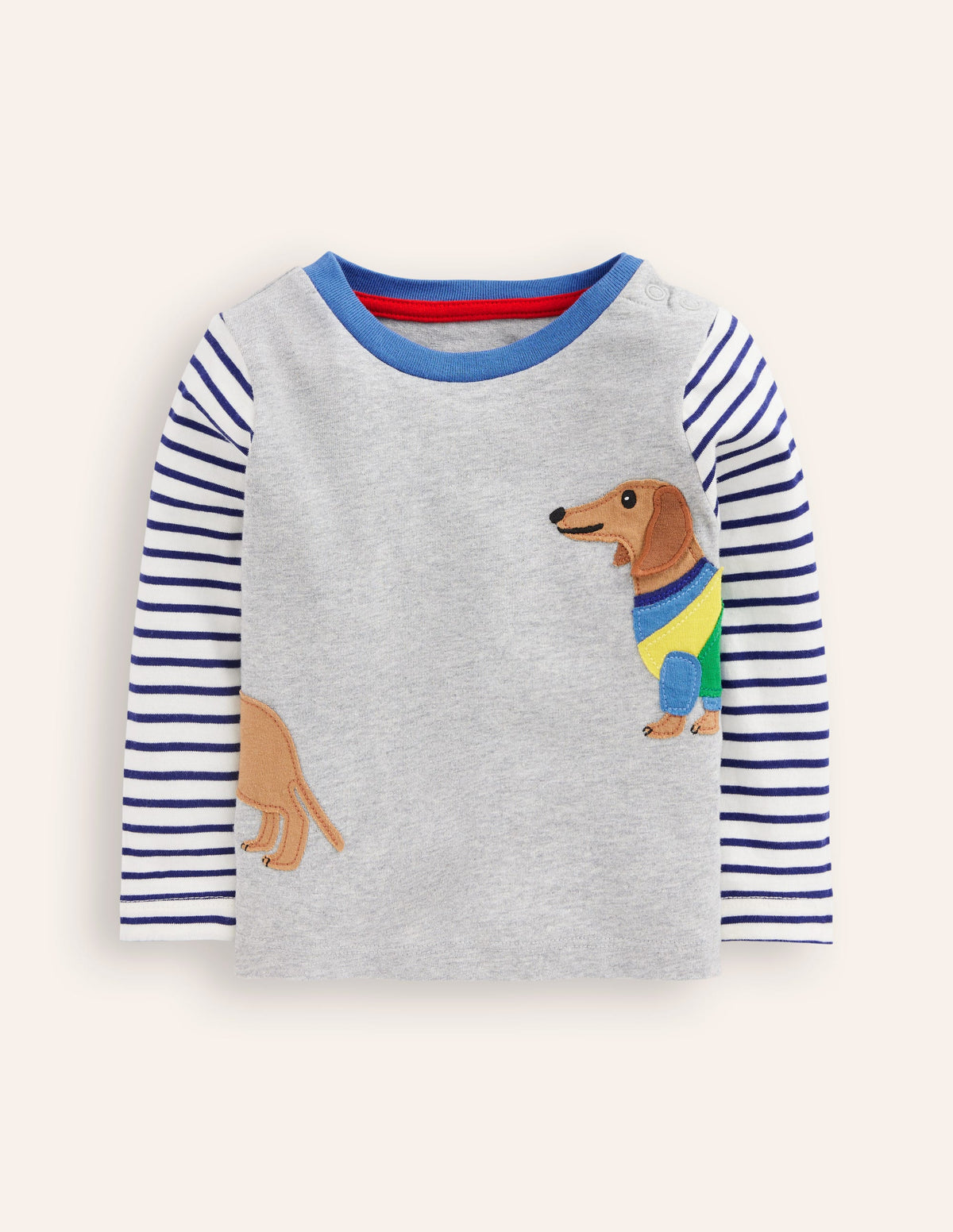 Long Sleeve Applique T-shirt-Grey Marl Sausage Dog - Image 1