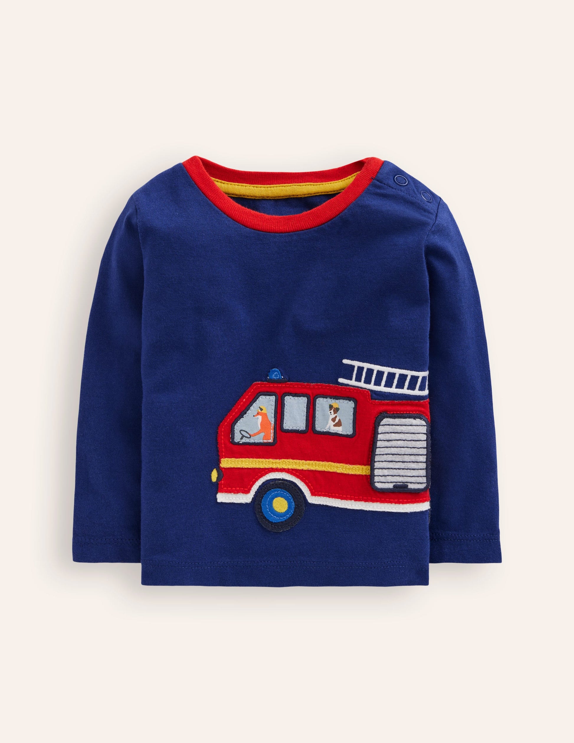 Long Sleeve Applique T-shirt-Starboard Blue Fire Engine-1