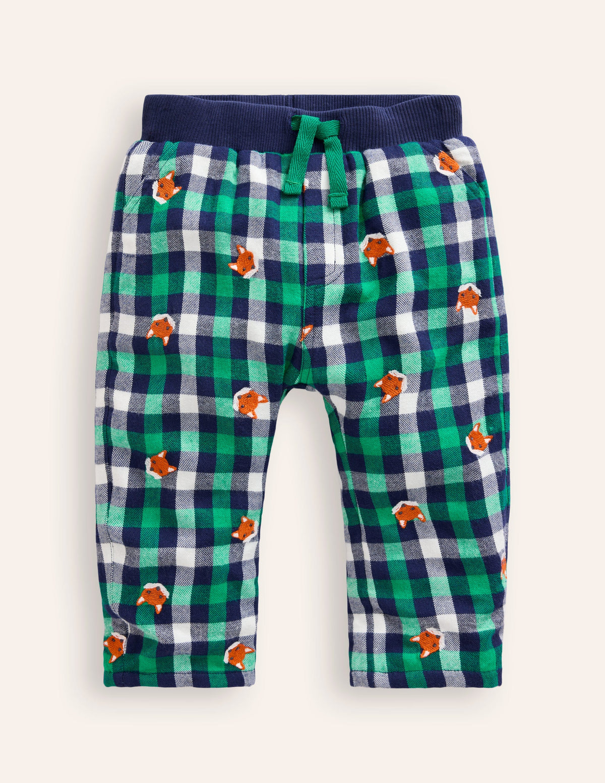 Cosy Lined Trousers-Gingham Foxes-1
