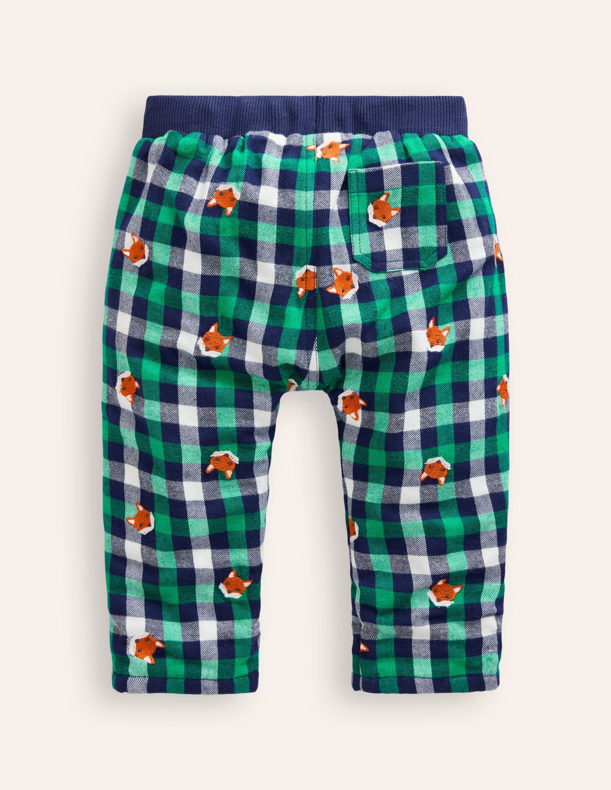 Cosy Lined Trousers-Gingham Foxes-2