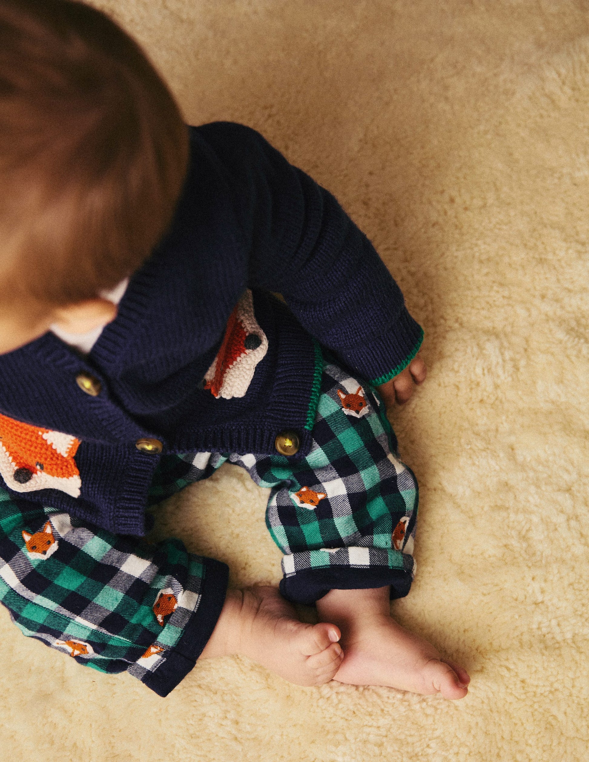 Cosy Lined Trousers-Gingham Foxes-4
