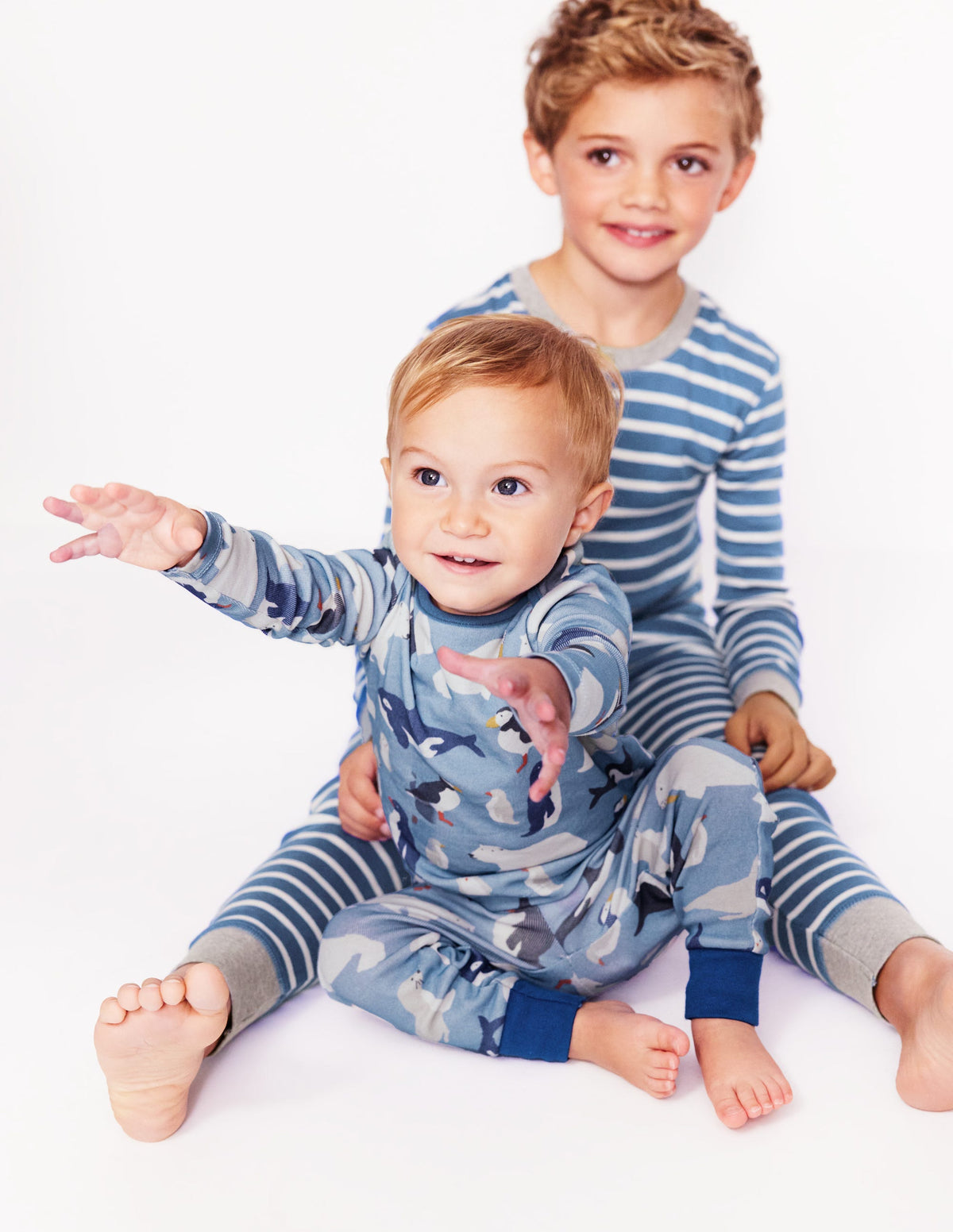 Snug Single Long John Pyjamas-Glacier Blue Arctic Animals - Image 4