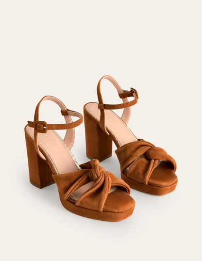 Twist-Front Heeled Platforms-Ginger Snap Suede-3