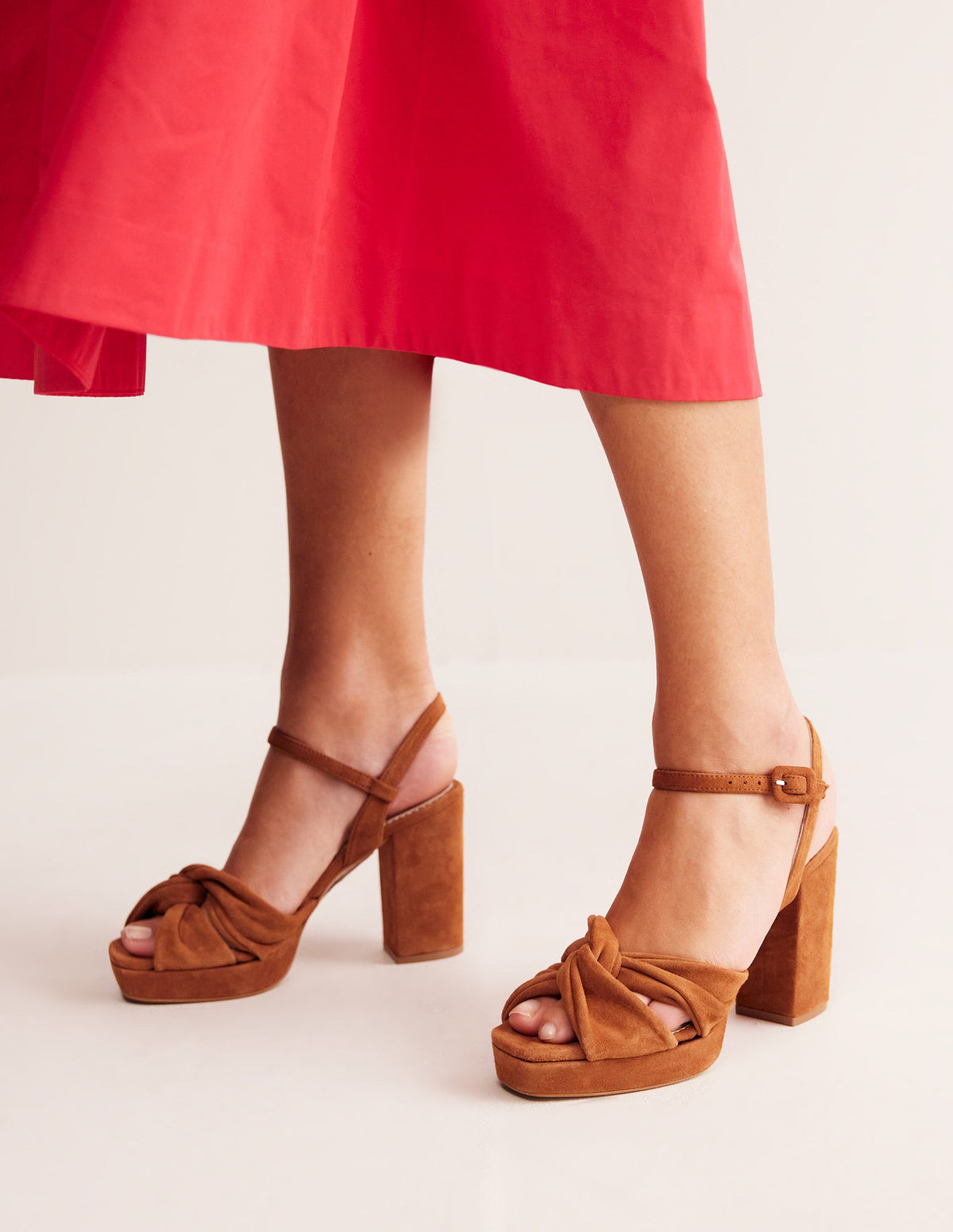 Twist-Front Heeled Platforms-Ginger Snap Suede-1