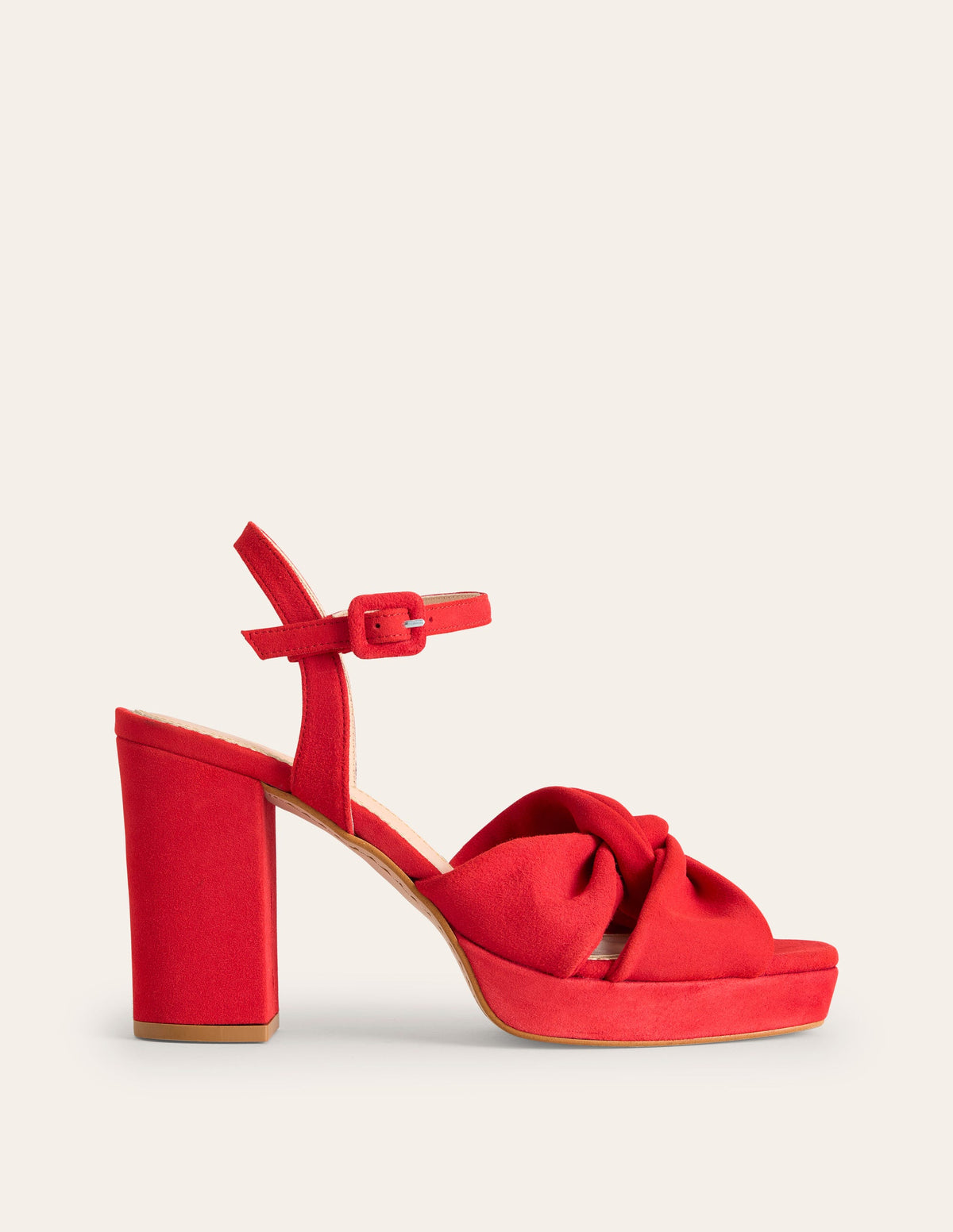 Twist-Front Heeled Platforms-Red Suede - Image 2