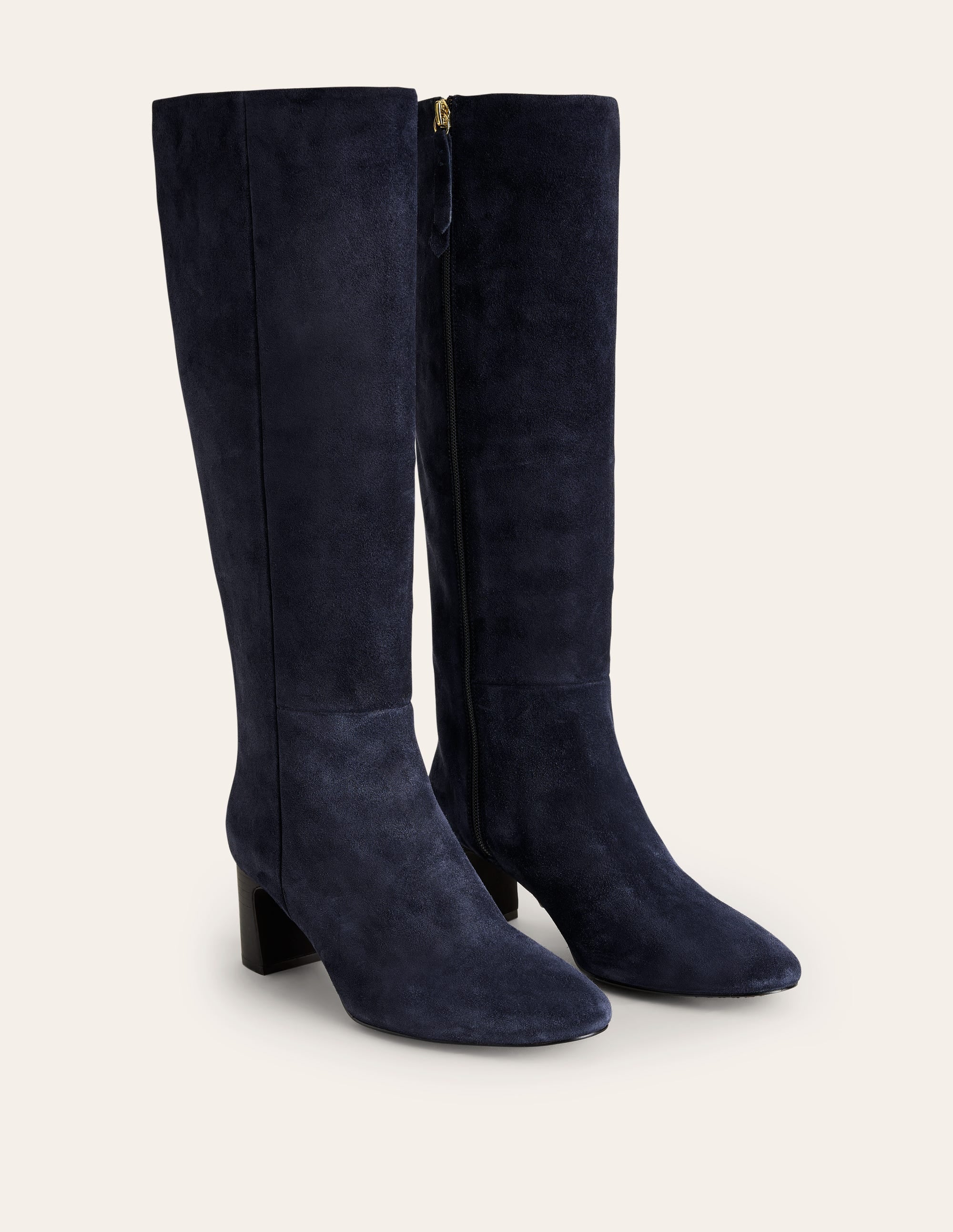 Erica Knee High Leather Boots-Navy Suede - Image 3