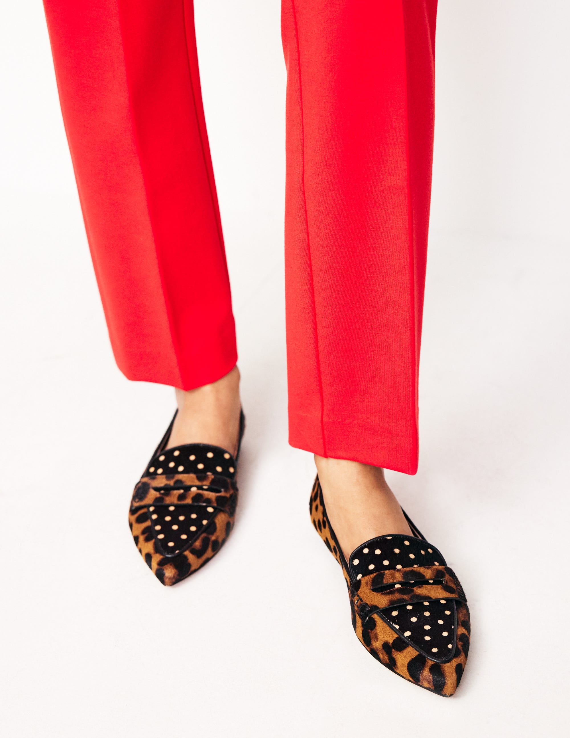 Pointed Loafers-Black and Camel Spot - Image 1