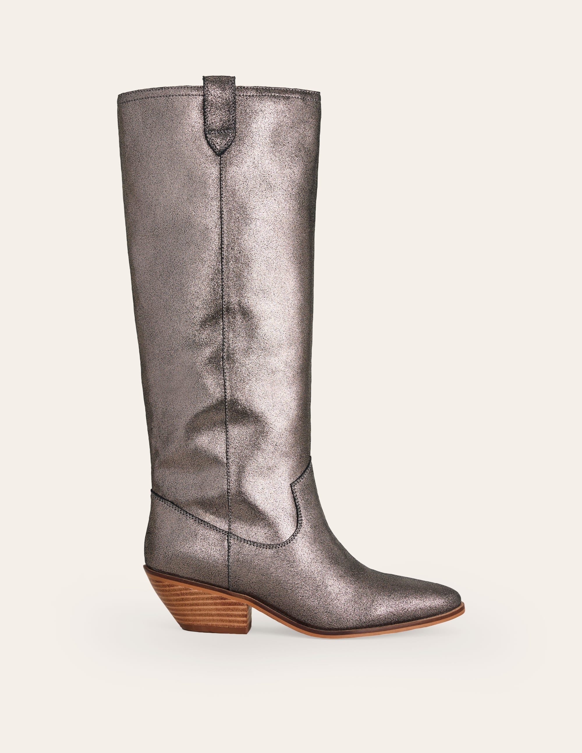 Western Knee High Boots-Silver - Image 2