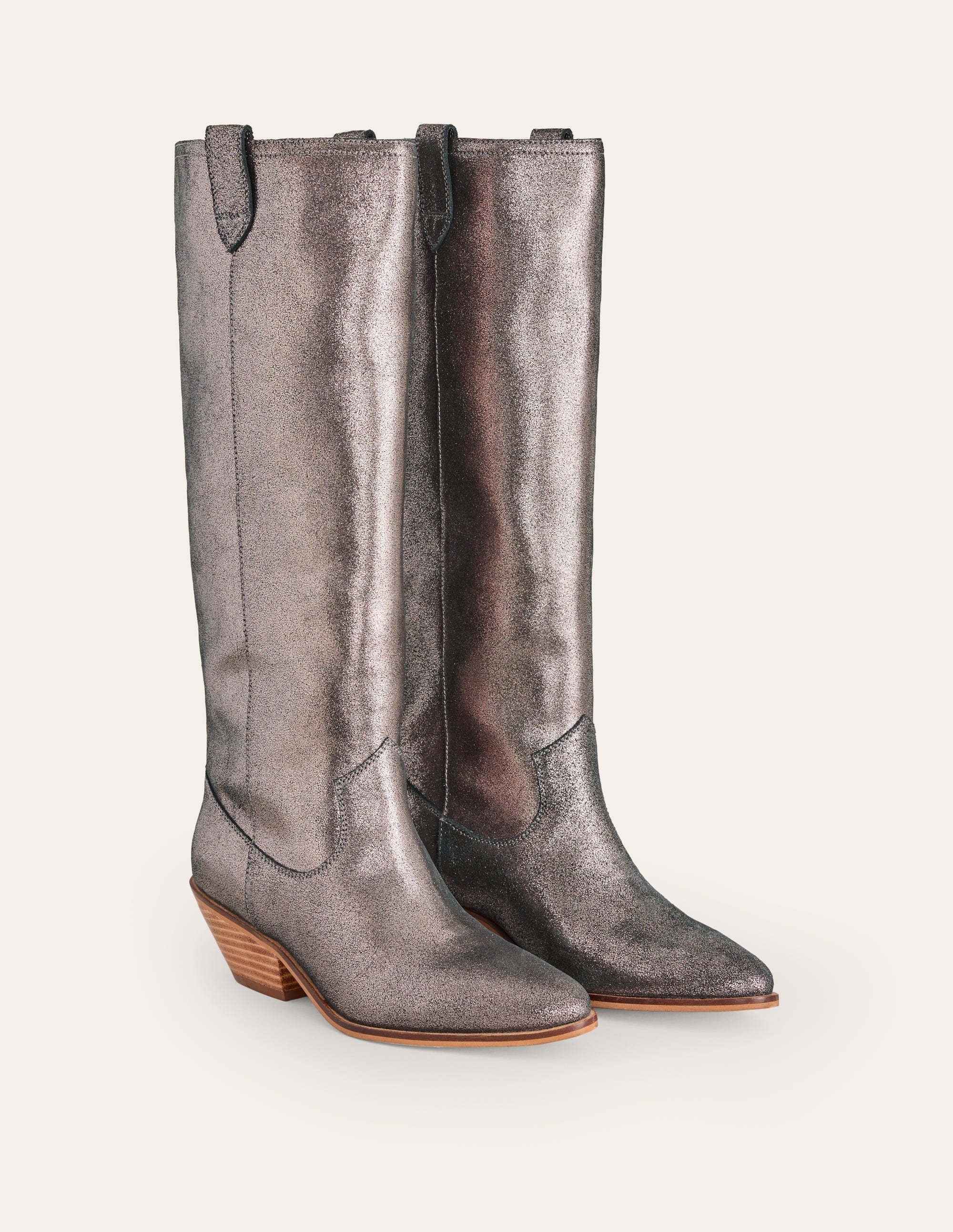 Western Knee High Boots-Silver - Image 3