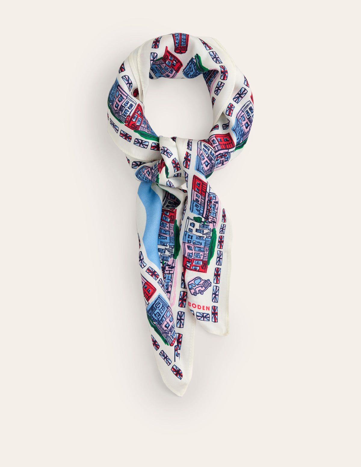 Elisabeth Silk Square Scarf-Ivory, London Town - Image 2