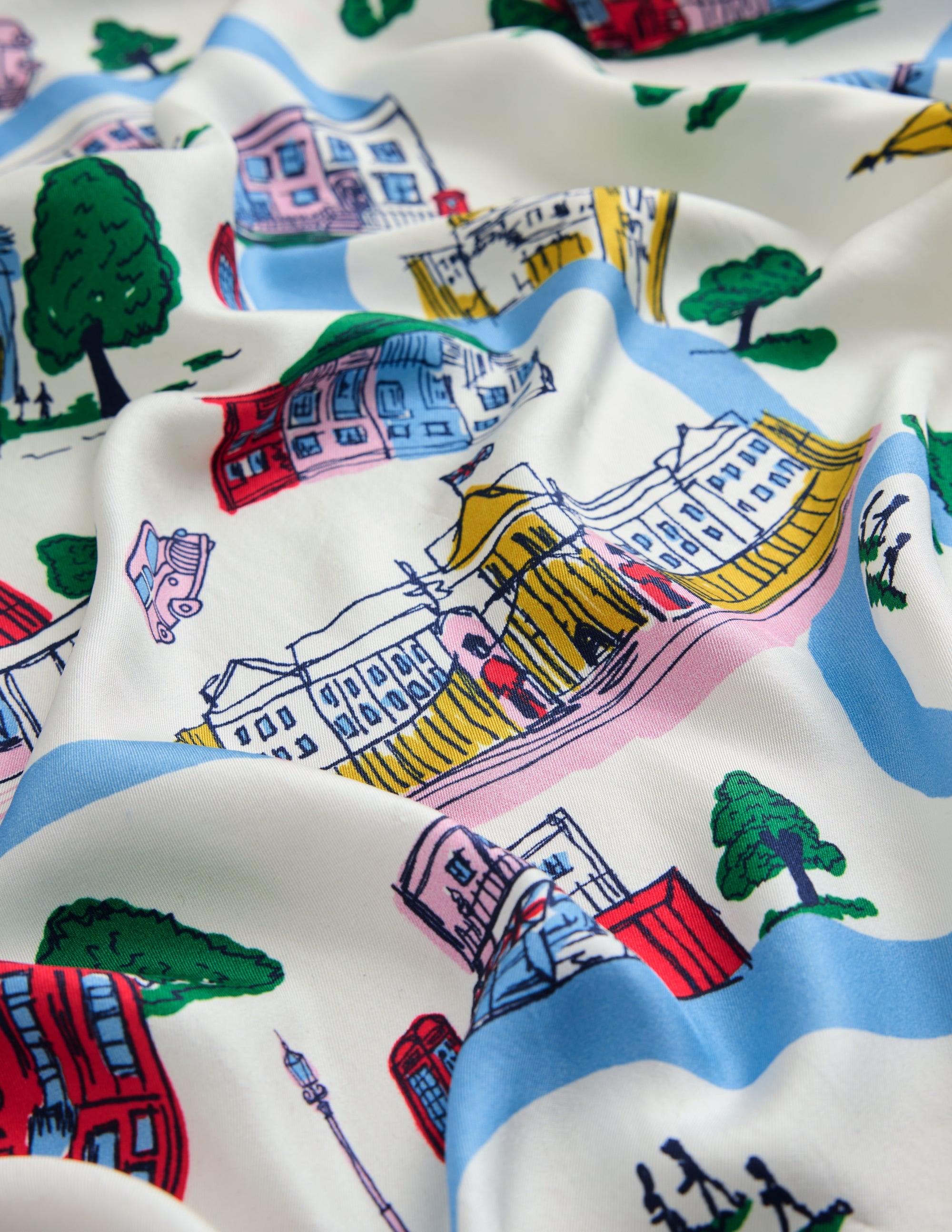 Elisabeth Silk Square Scarf-Ivory, London Town - Image 3