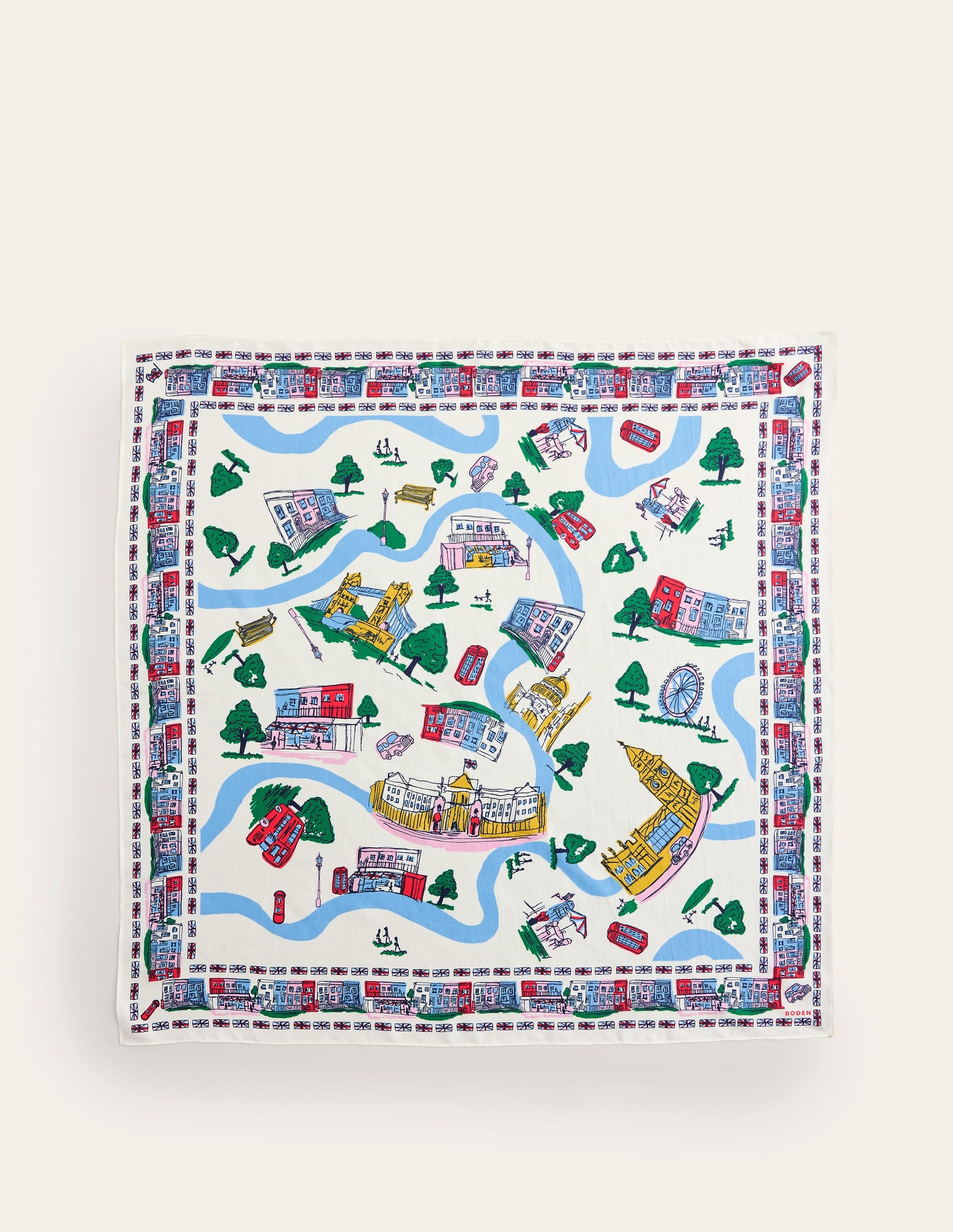 Elisabeth Silk Square Scarf-Ivory, London Town-4