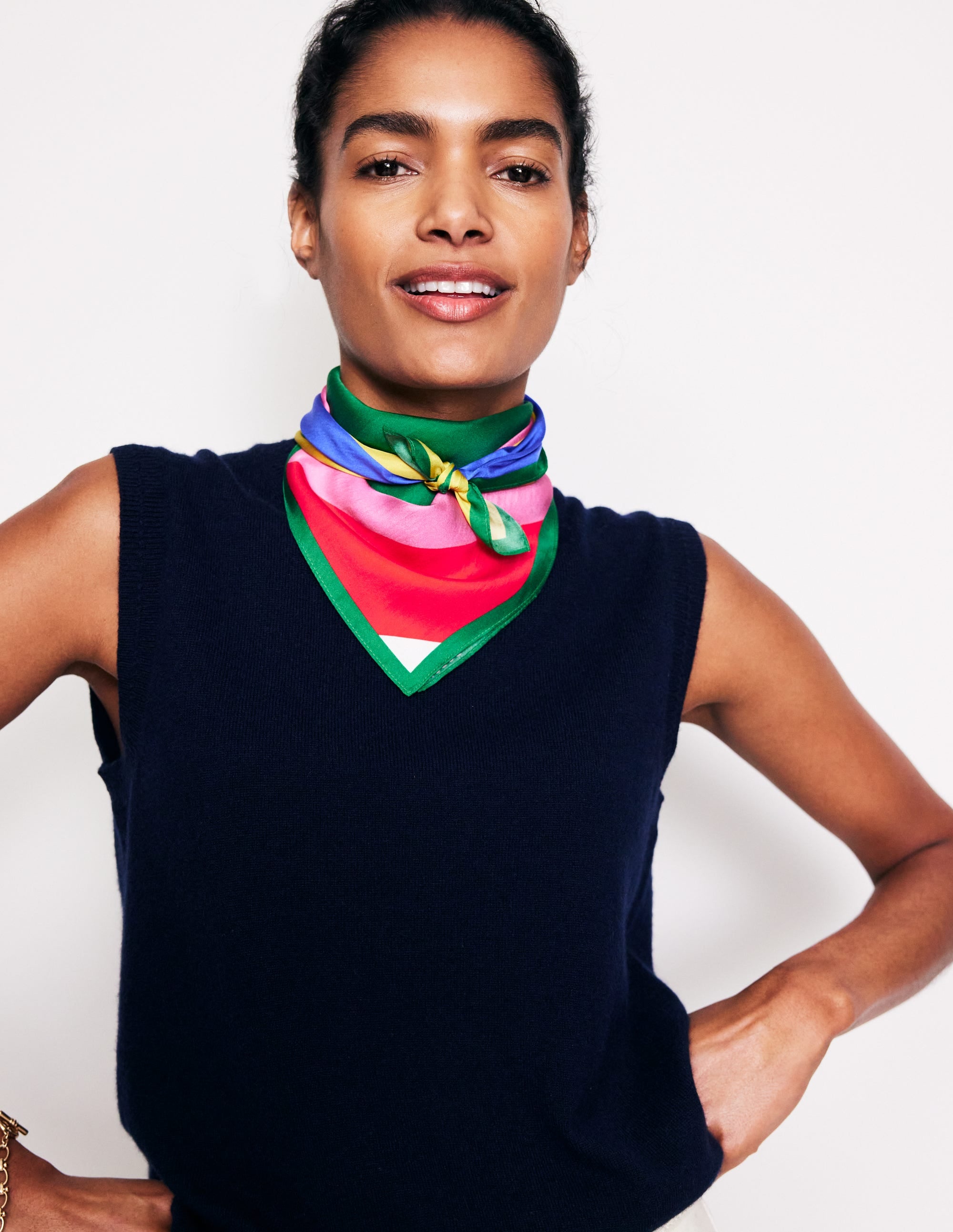 Elisabeth Silk Square Scarf-Multi, Rainbow - Image 1