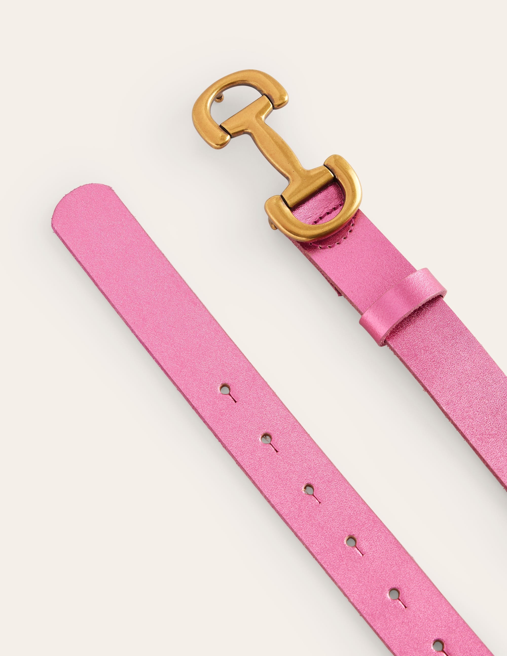 Iris Snaffle-Trim Leather Belt-Pink Peacock Metallic - Image 3