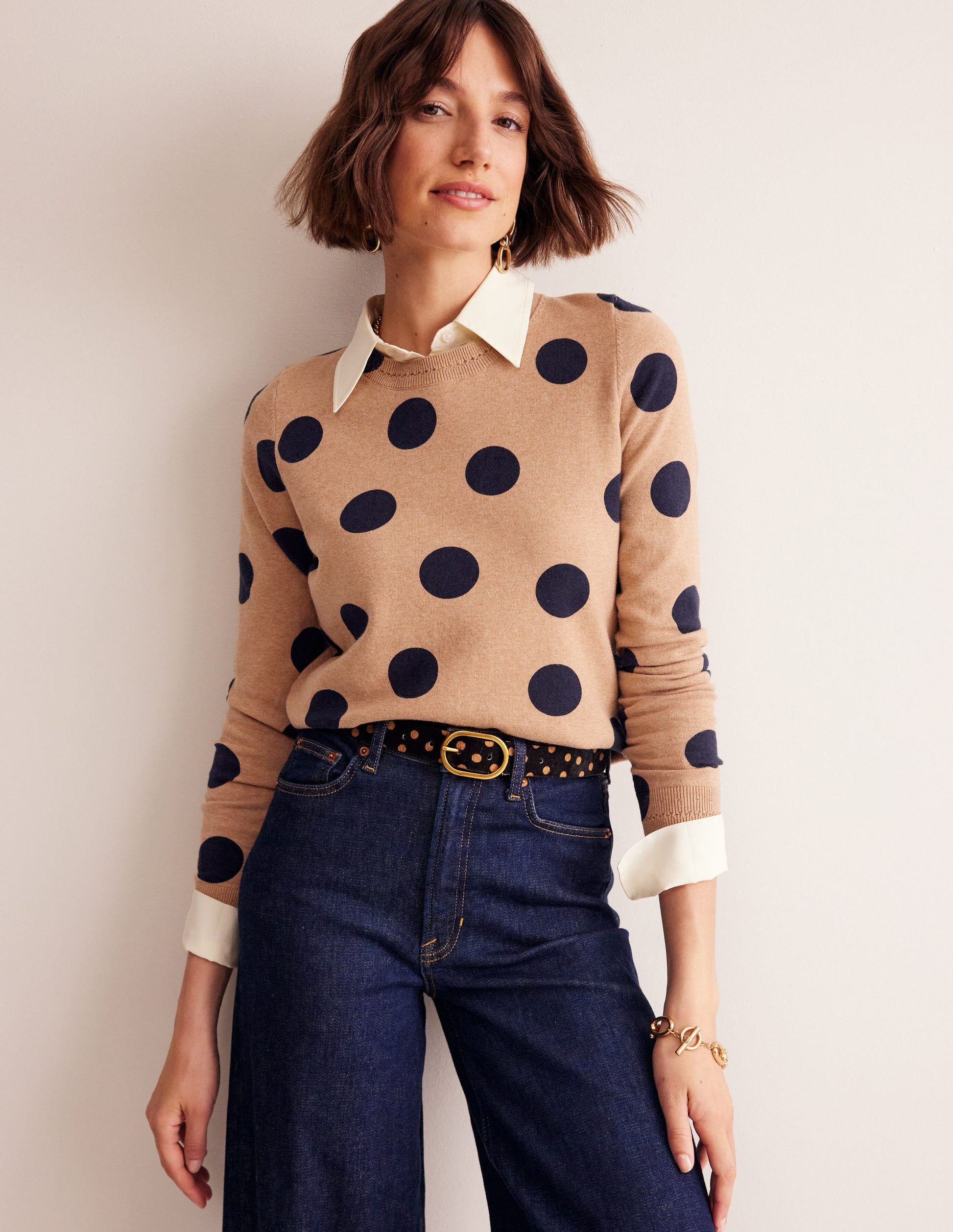 Classic Leather Belt-Black and Camel Spot-1