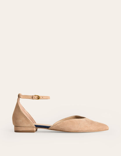 Ankle Strap Point Flats-Macchiato Suede-2