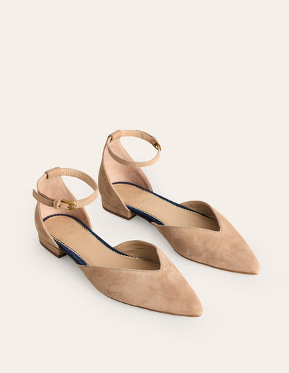 Ankle Strap Point Flats-Macchiato Suede-3