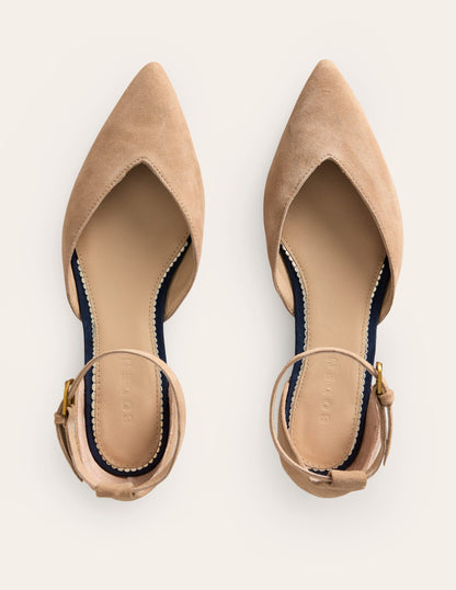 Ankle Strap Point Flats-Macchiato Suede-5