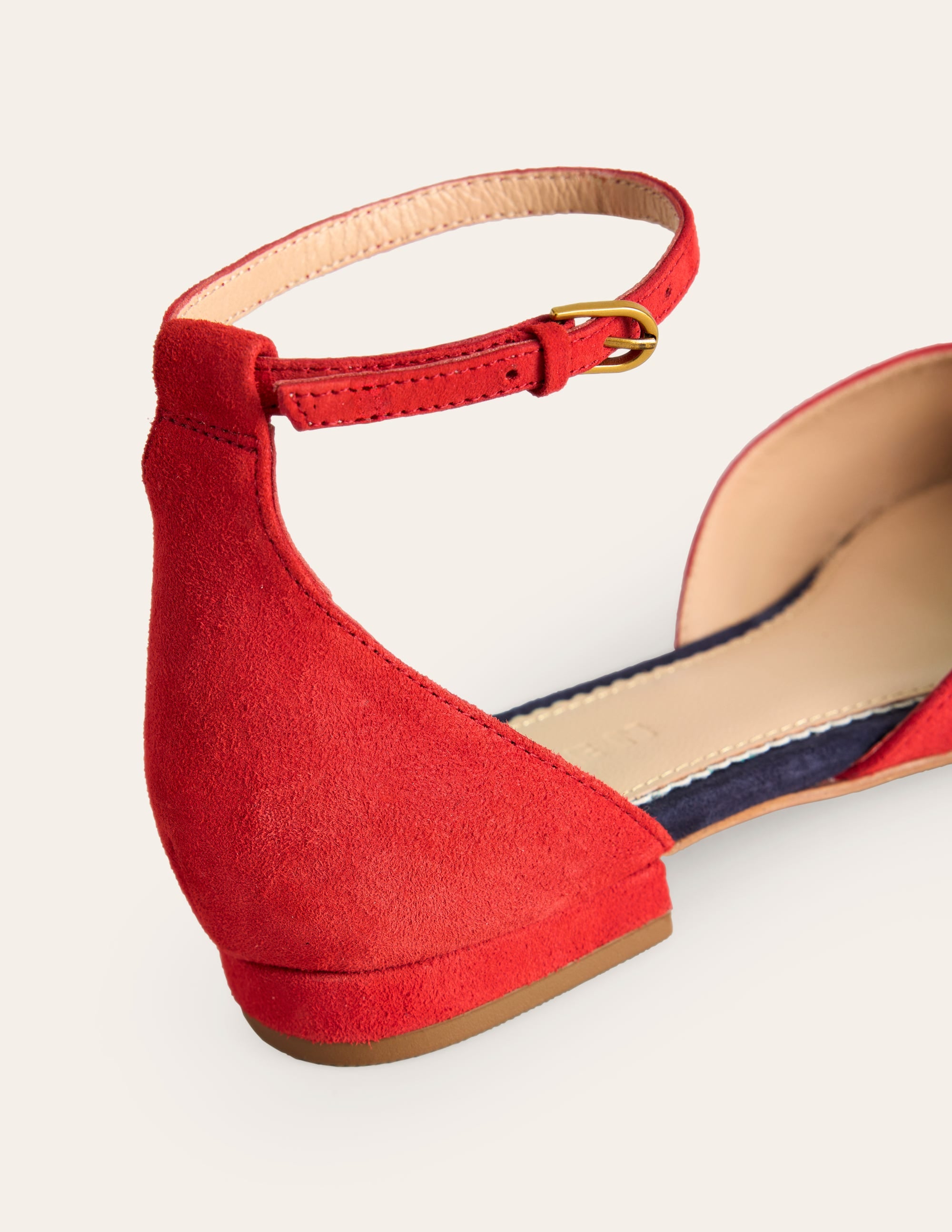 Ankle Strap Point Flats-Post Box Red Suede - Image 4