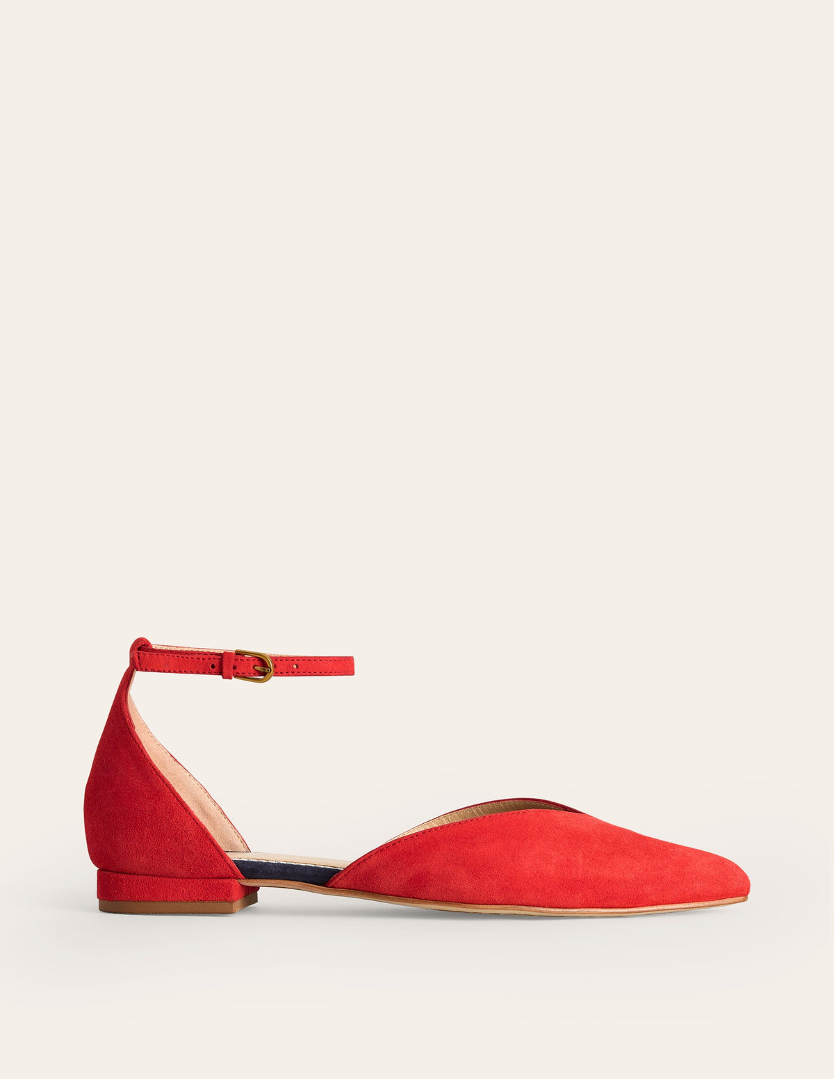 Ankle Strap Point Flats-Post Box Red Suede - Image 2