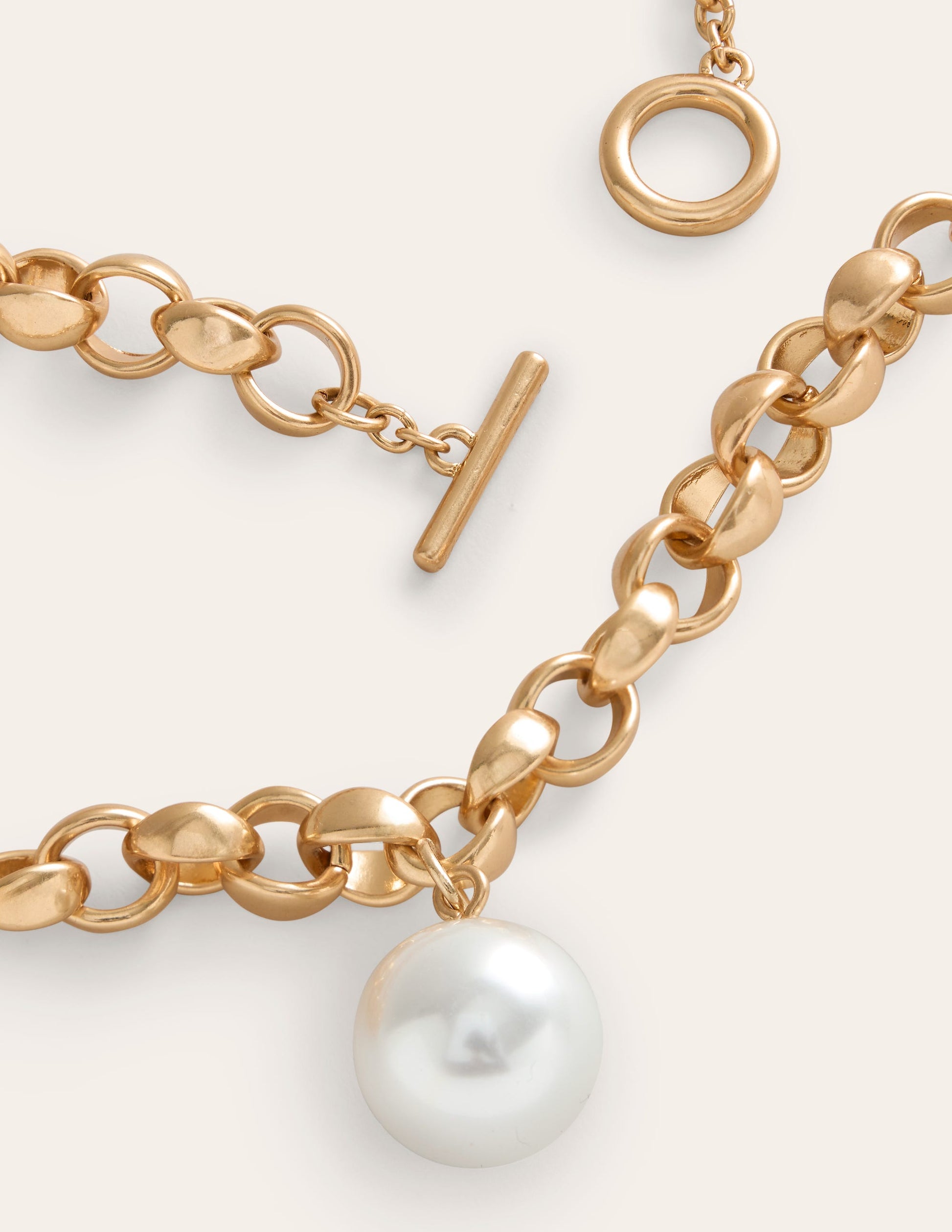 Chunky Faux Pearl Necklace-Gold-3