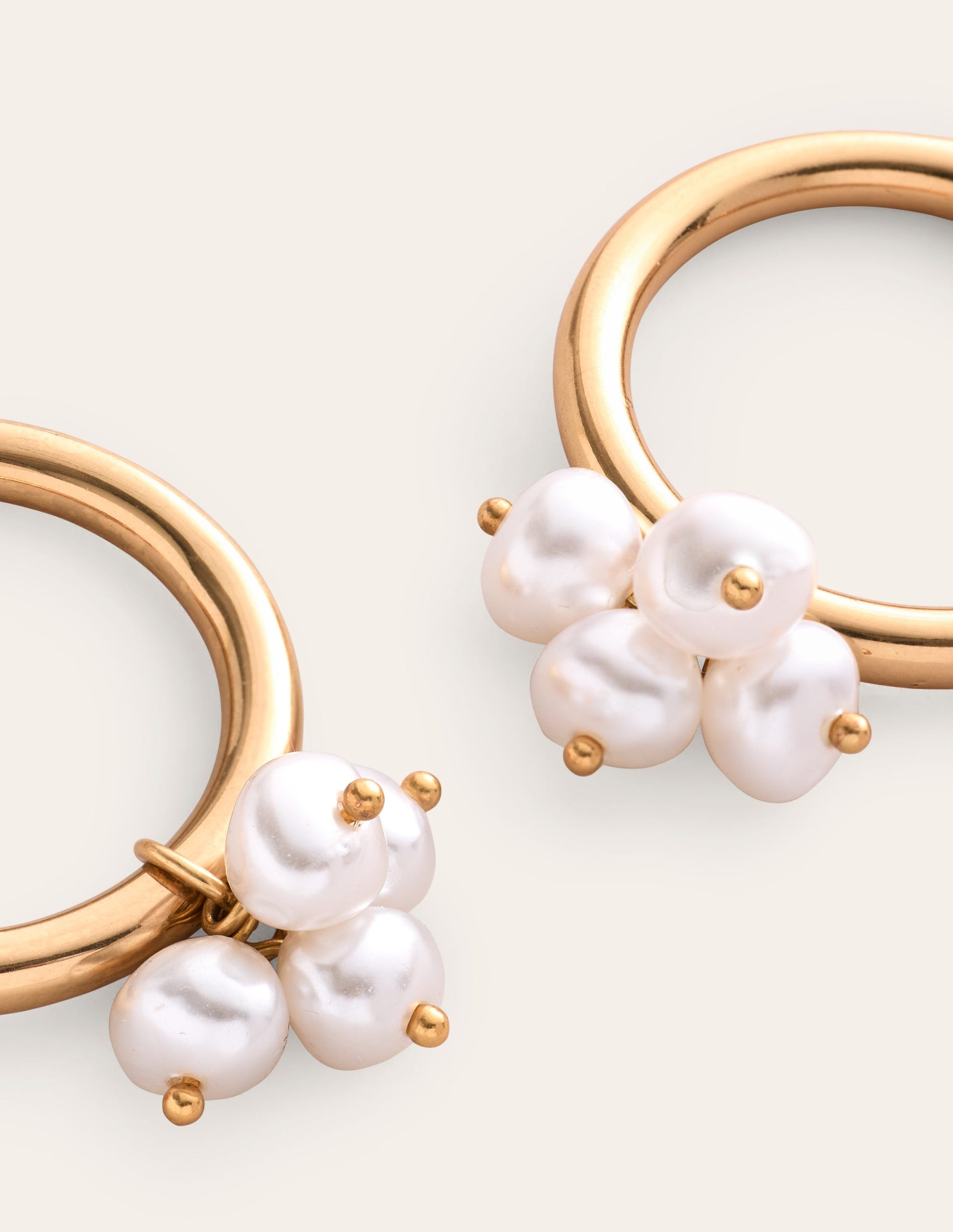 Faux Pearl Cluster Hoops-Gold-3