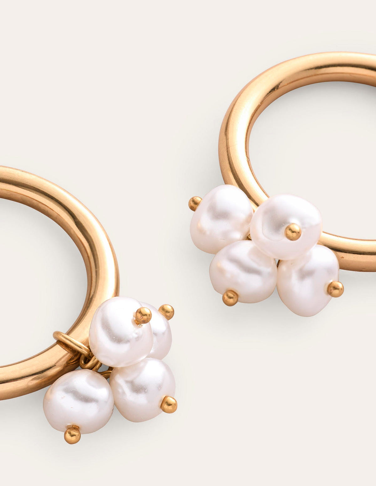 Faux Pearl Cluster Hoops-Gold-4