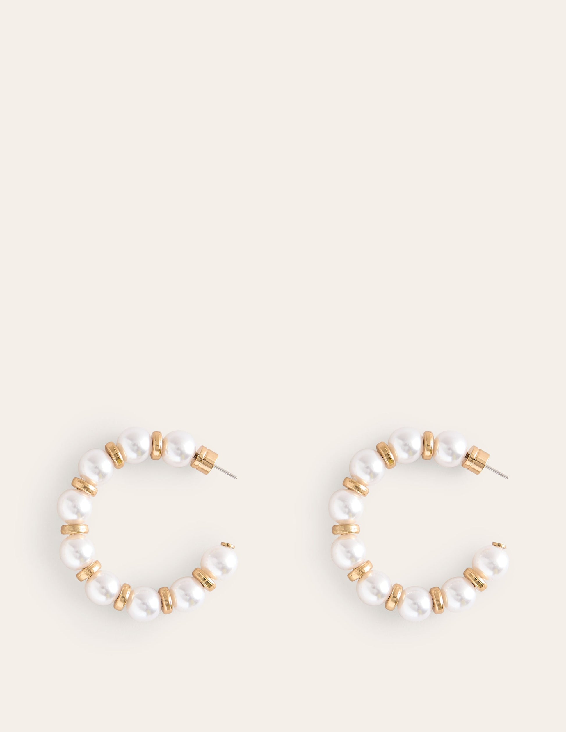 Ball Hoop Earrings-Pearl-2