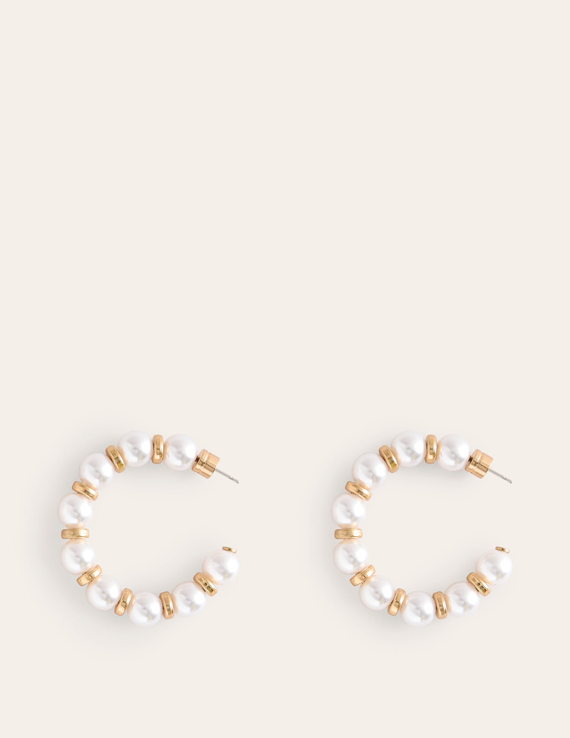 Ball Hoop Earrings-Pearl - Image 2