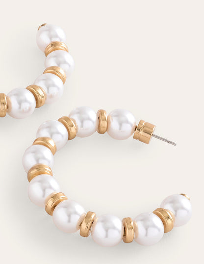 Ball Hoop Earrings-Pearl-4