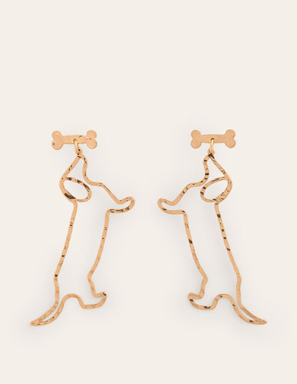 Metal Novelty Earrings-Sausage Dog-3