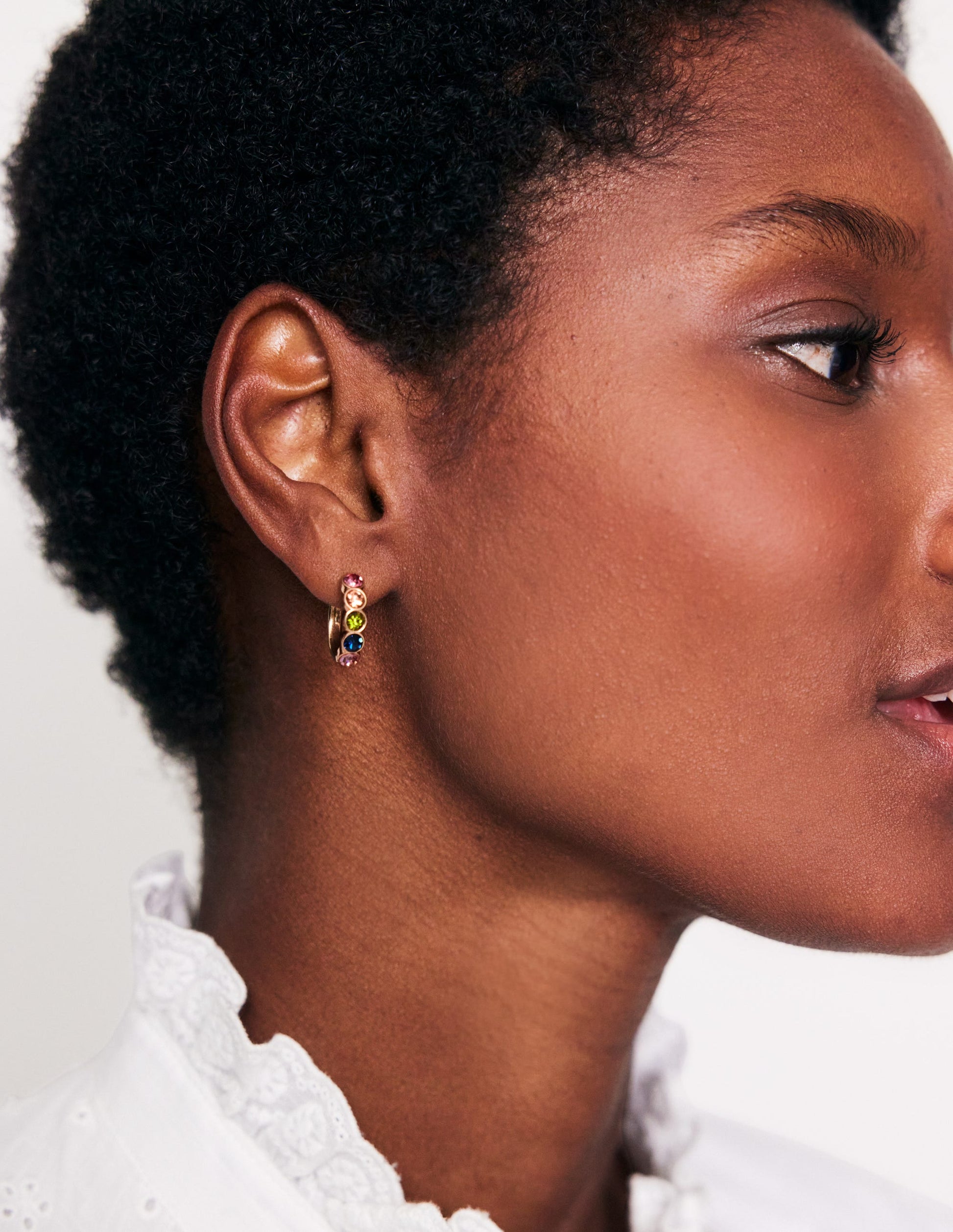 Jewelled Huggie Earrings-Multi-1