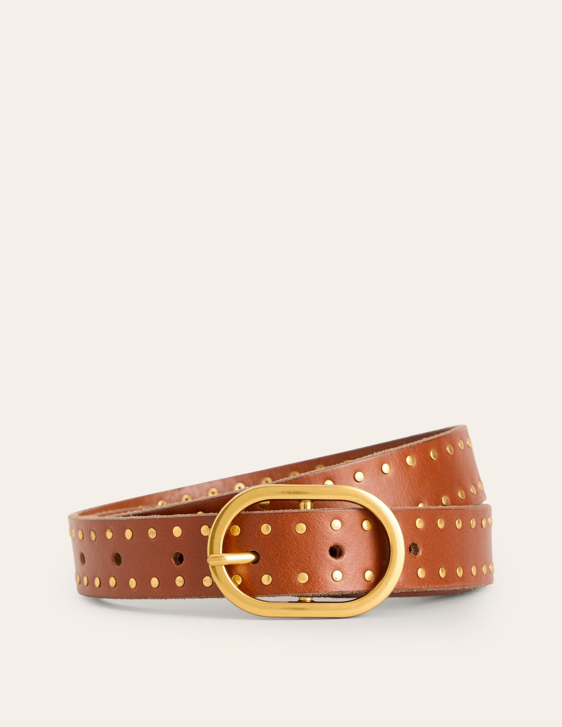 Studded Classic Belt-Tan-2