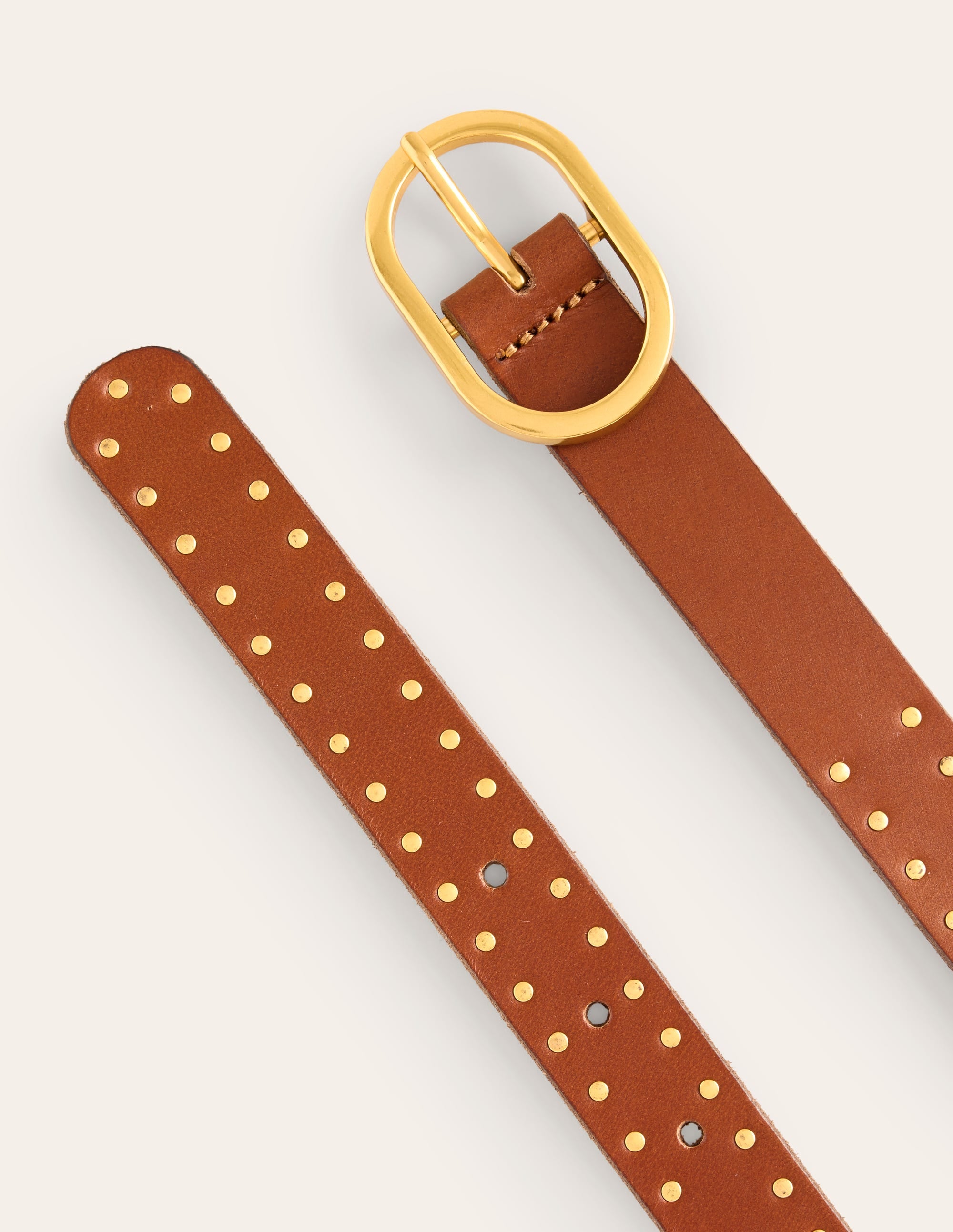 Studded Classic Belt-Tan - Image 3