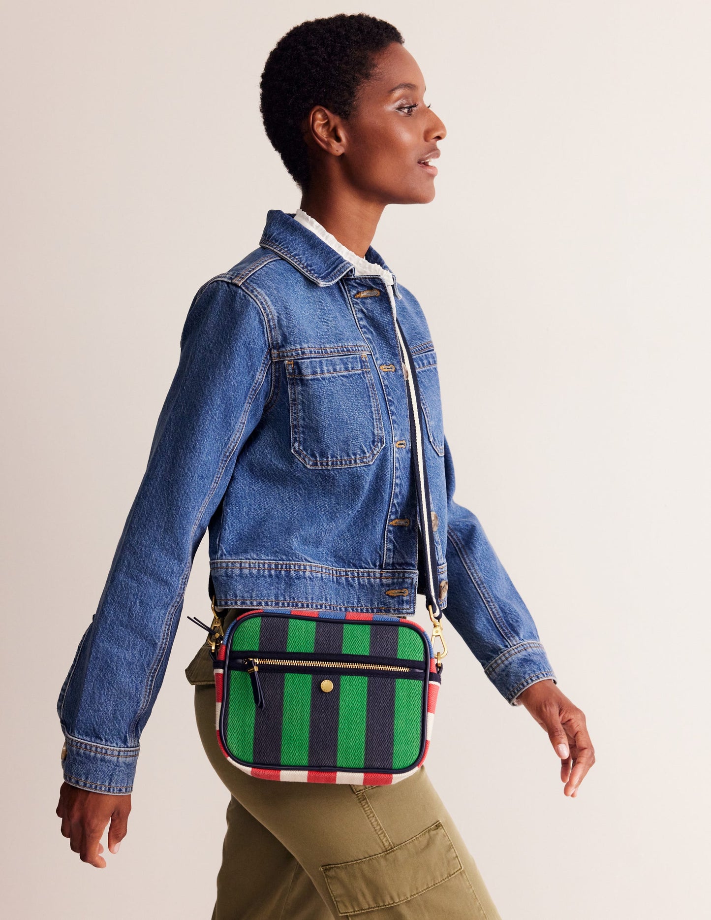 Canvas Cross-body Bag-Multi Stripe