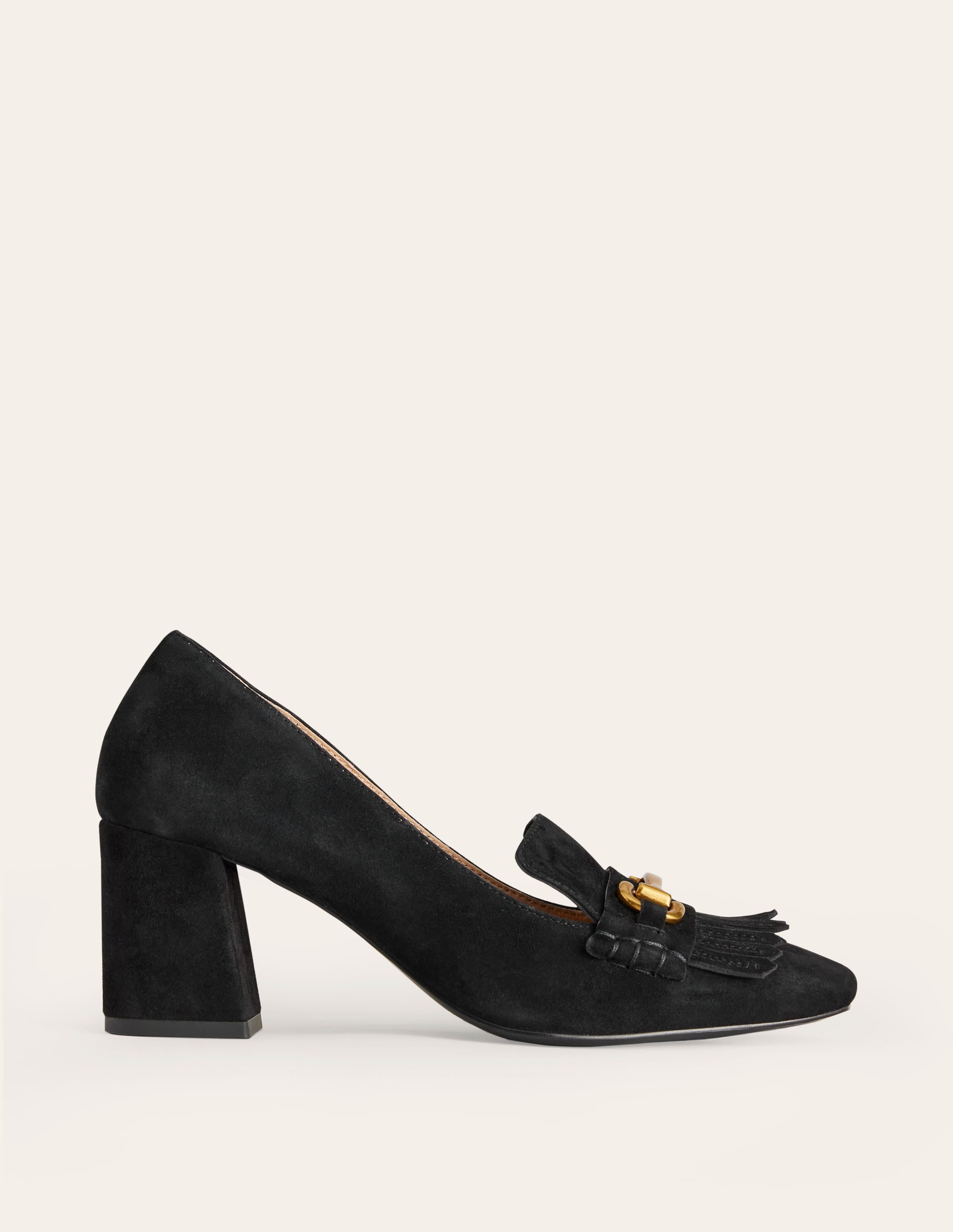 Iris Ghillie Heeled Loafers-Black Suede - Image 2