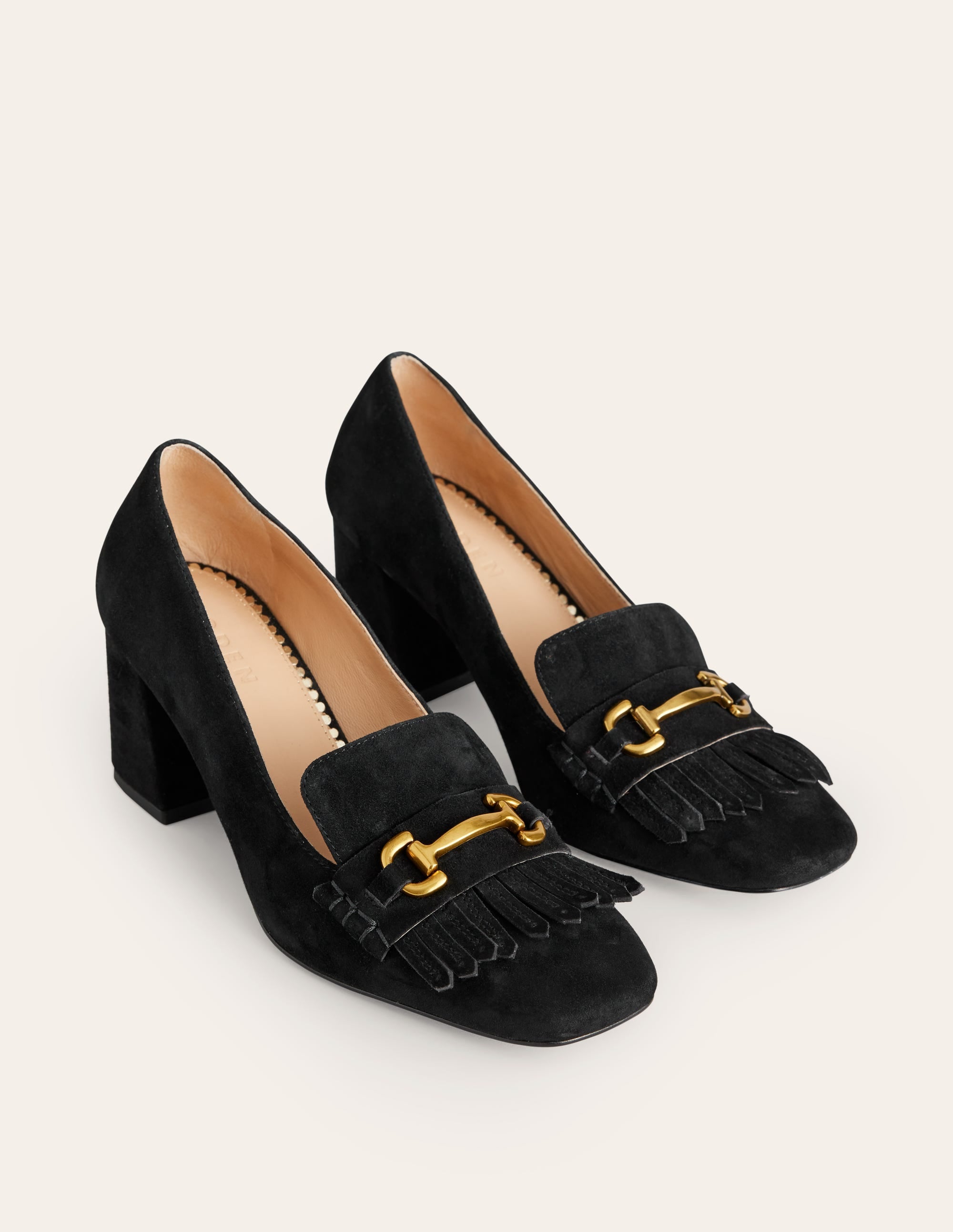 Iris Ghillie Heeled Loafers-Black Suede - Image 3