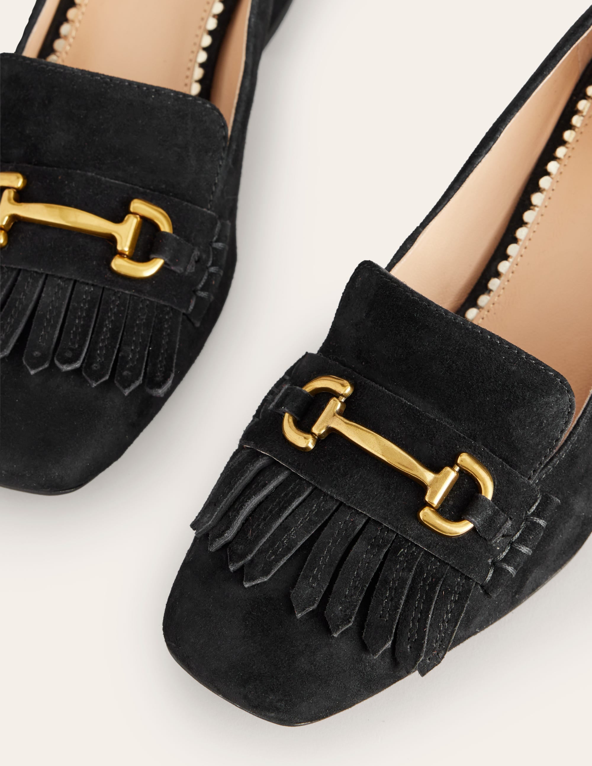 Iris Ghillie Heeled Loafers-Black Suede - Image 4