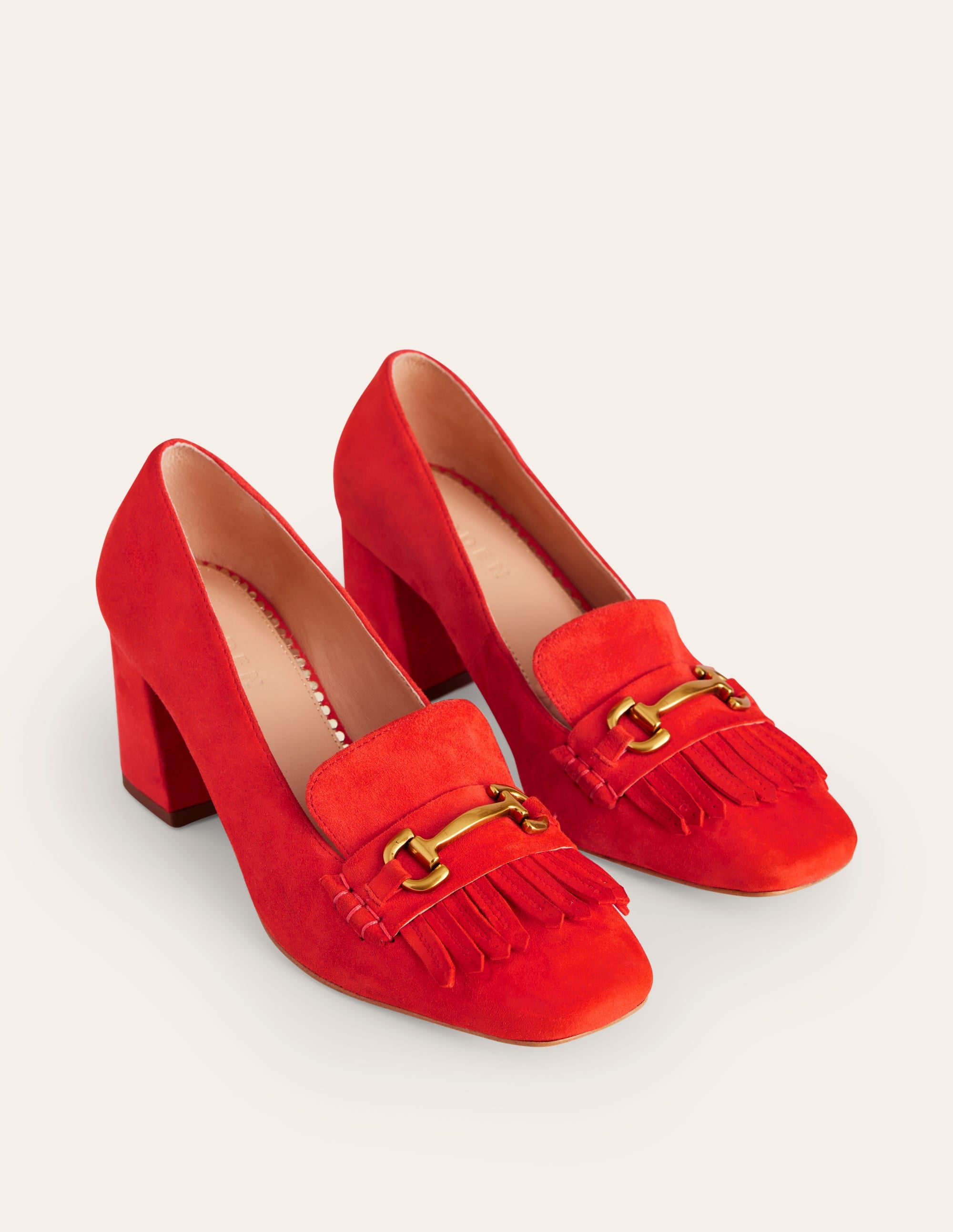 Iris Ghillie Heeled Loafers-Red Suede - Image 3