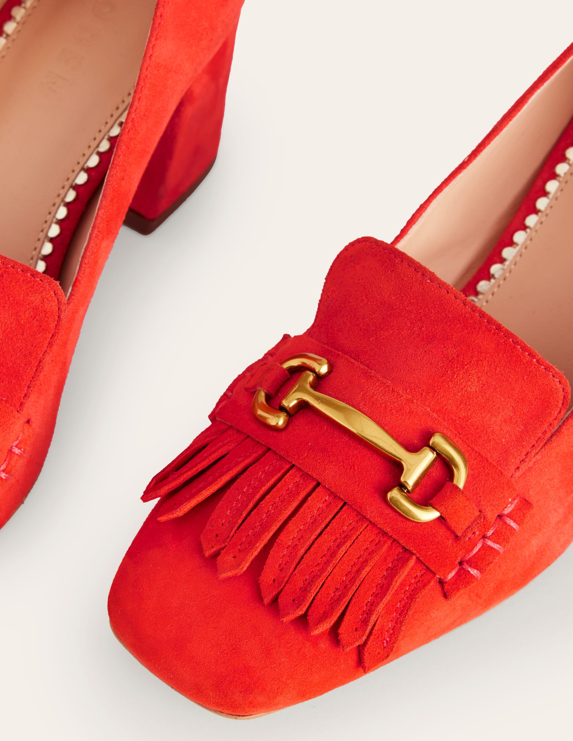Iris Ghillie Heeled Loafers-Red Suede - Image 4