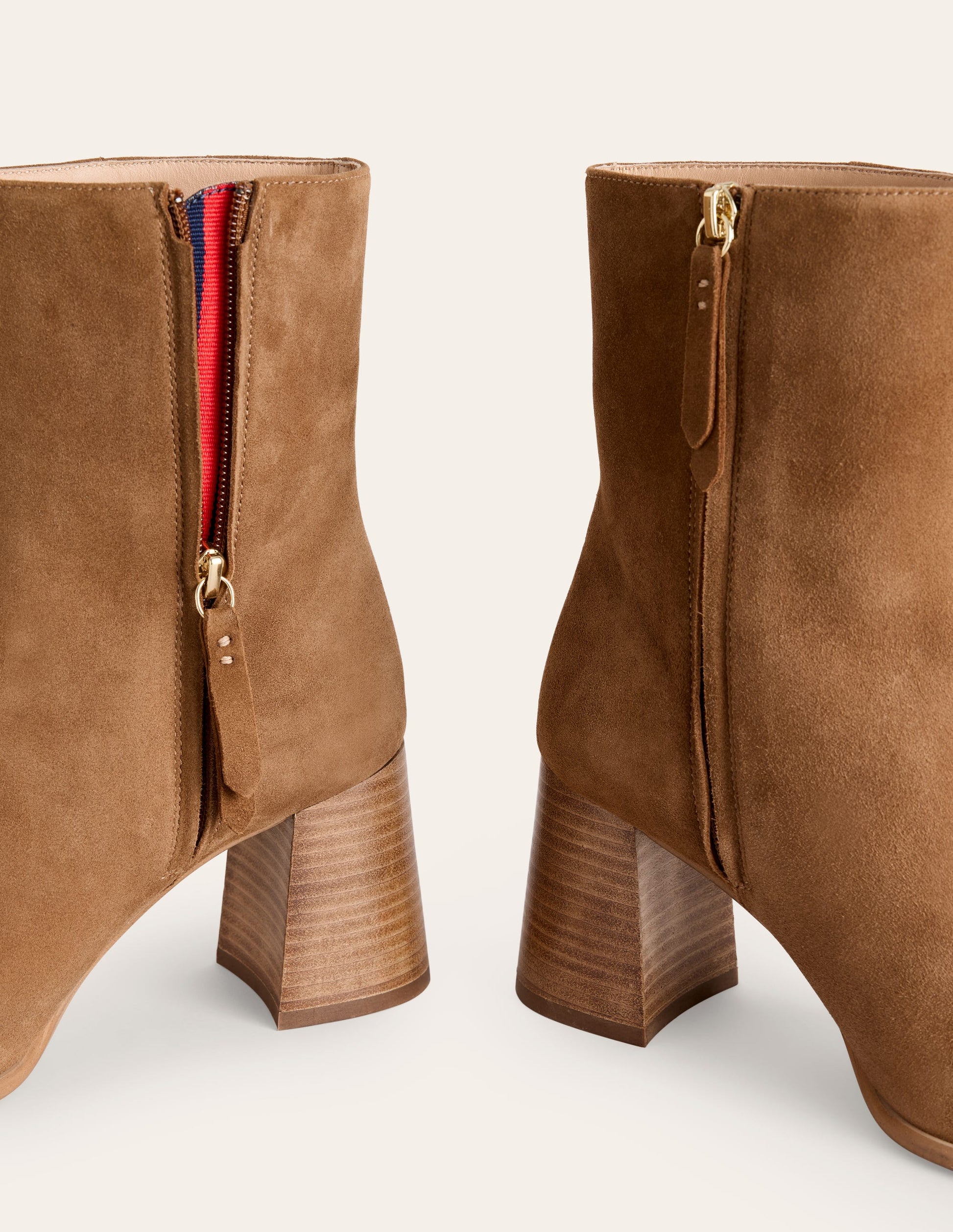 Heeled Leather Mid Boots-Tan Suede-4