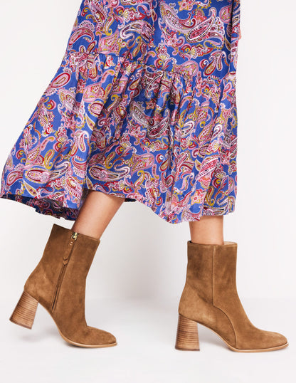 Heeled Leather Mid Boots-Tan Suede-1