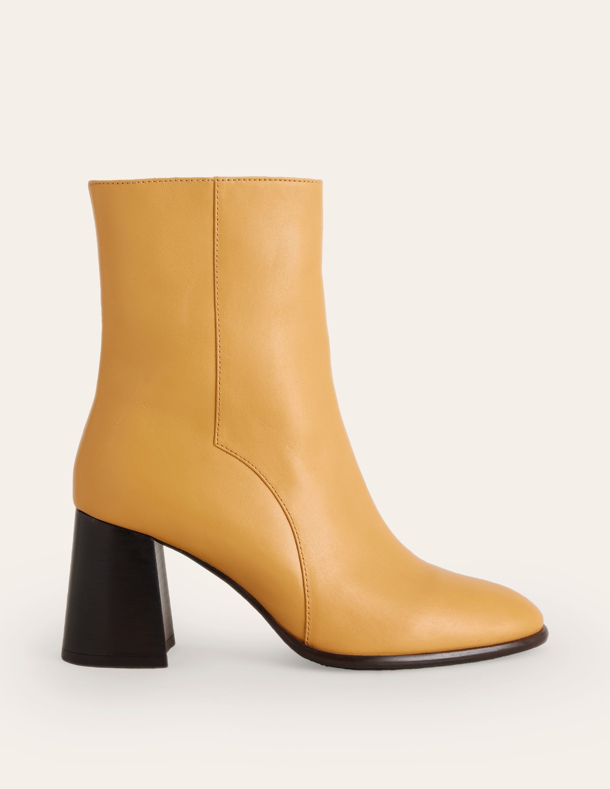 Heeled Leather Mid Boots-Yellow - Image 2