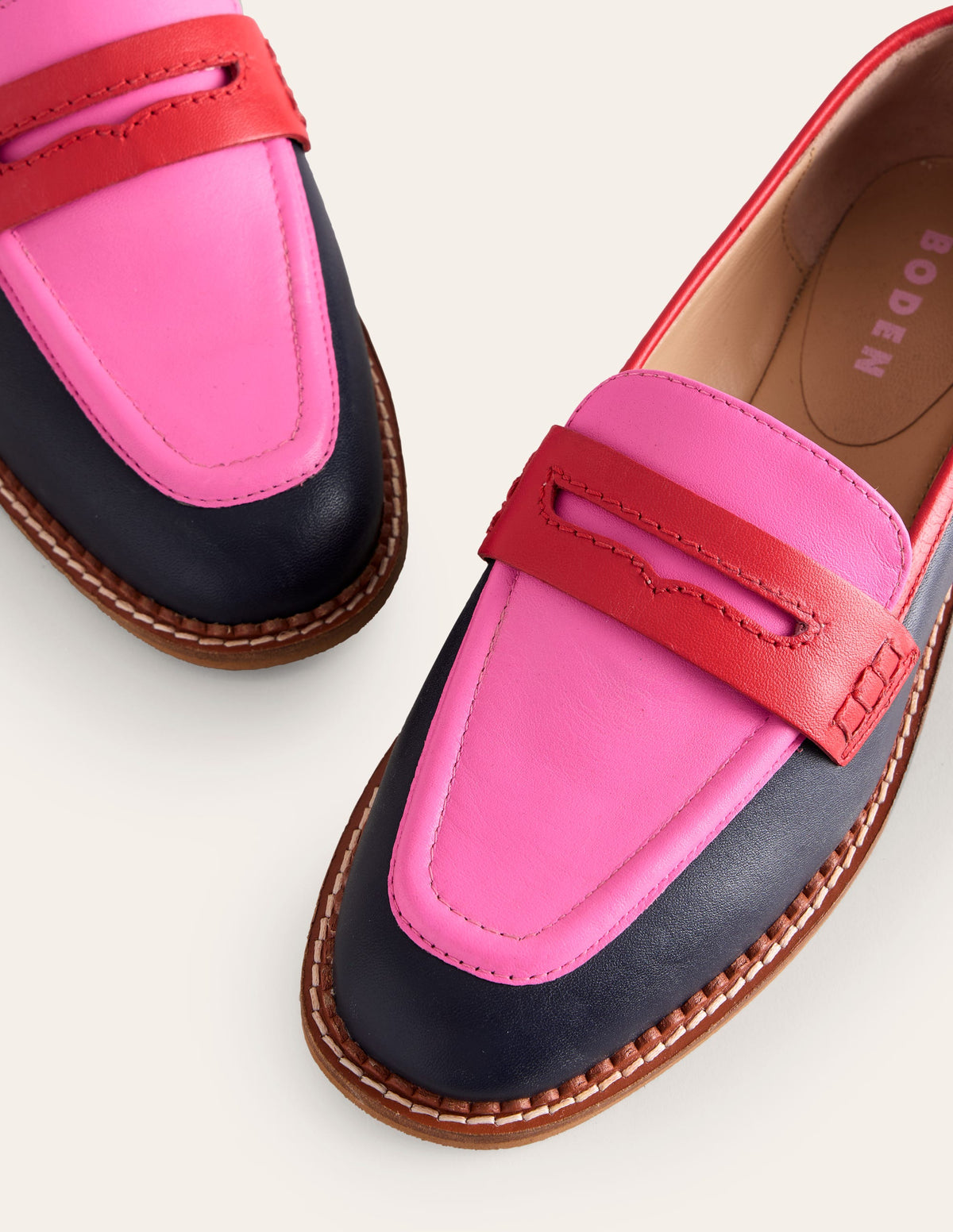 Nya Penny Loafers-Navy/Pink Tourmaline - Image 4